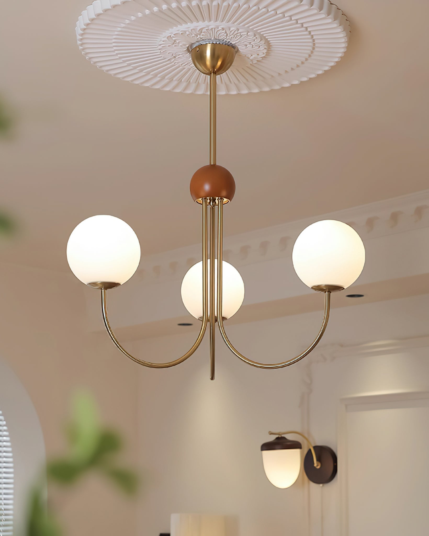 Candil Lustre moderne en laiton et verre globe - Neutralighting