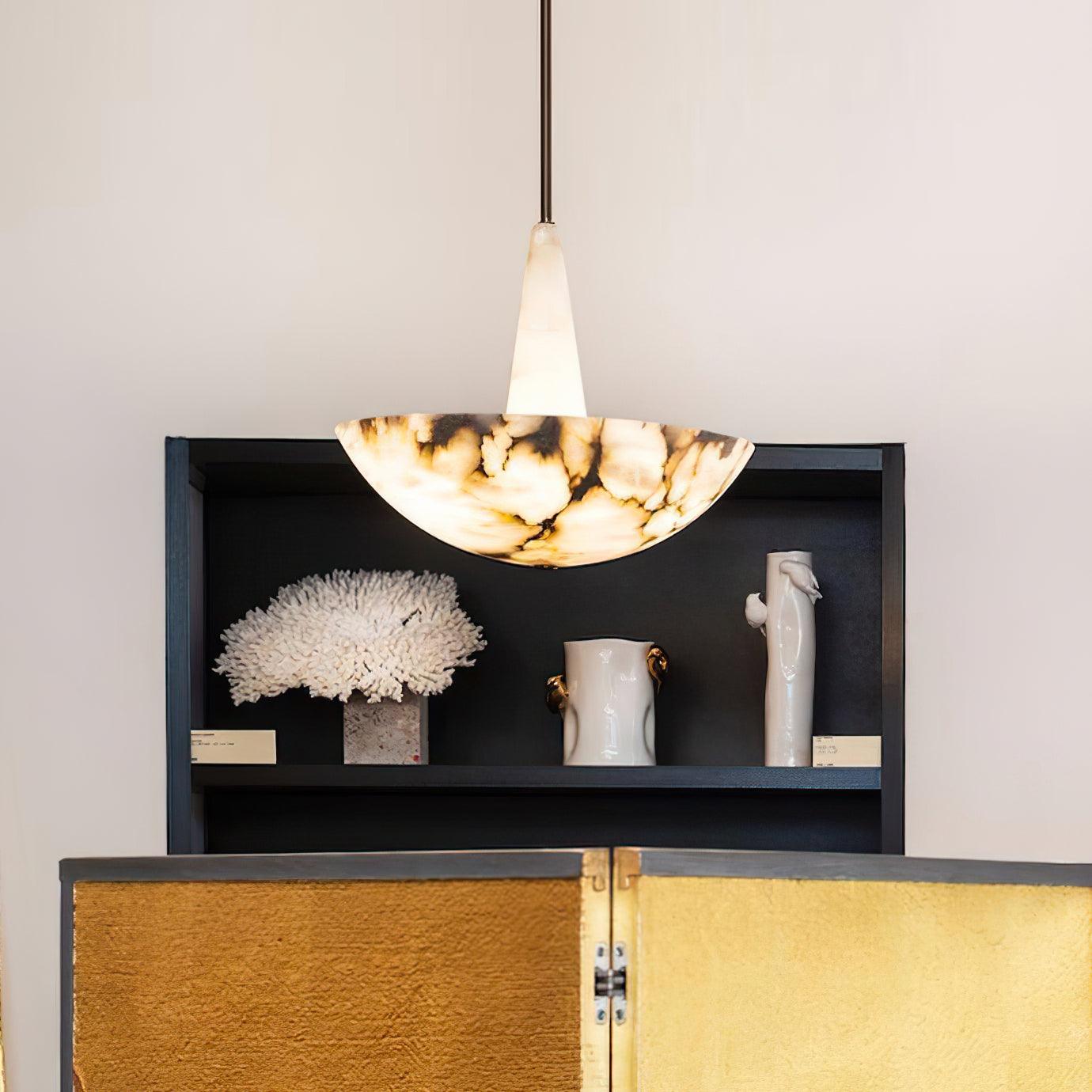 Nysilos Premium Nordic Alabaster Metal Pendant Lamp - Lamp Copper