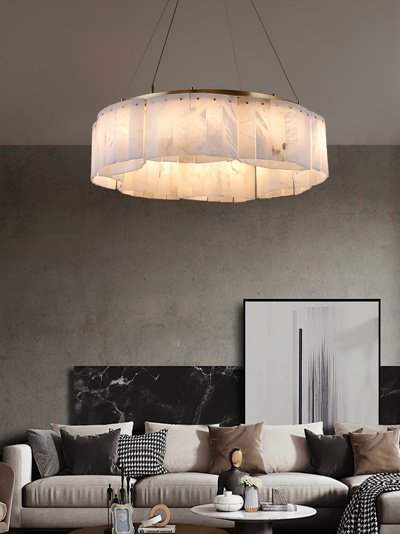 Ilveliel Double Tier Alabaster Pendant Light - Letslighting