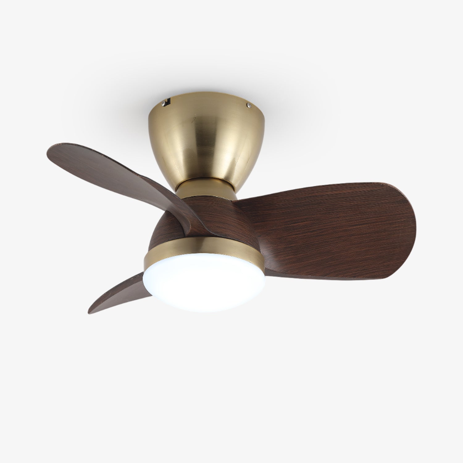 Plafonnier ventilateur Elora minimaliste en laiton et bois - Neutralighting