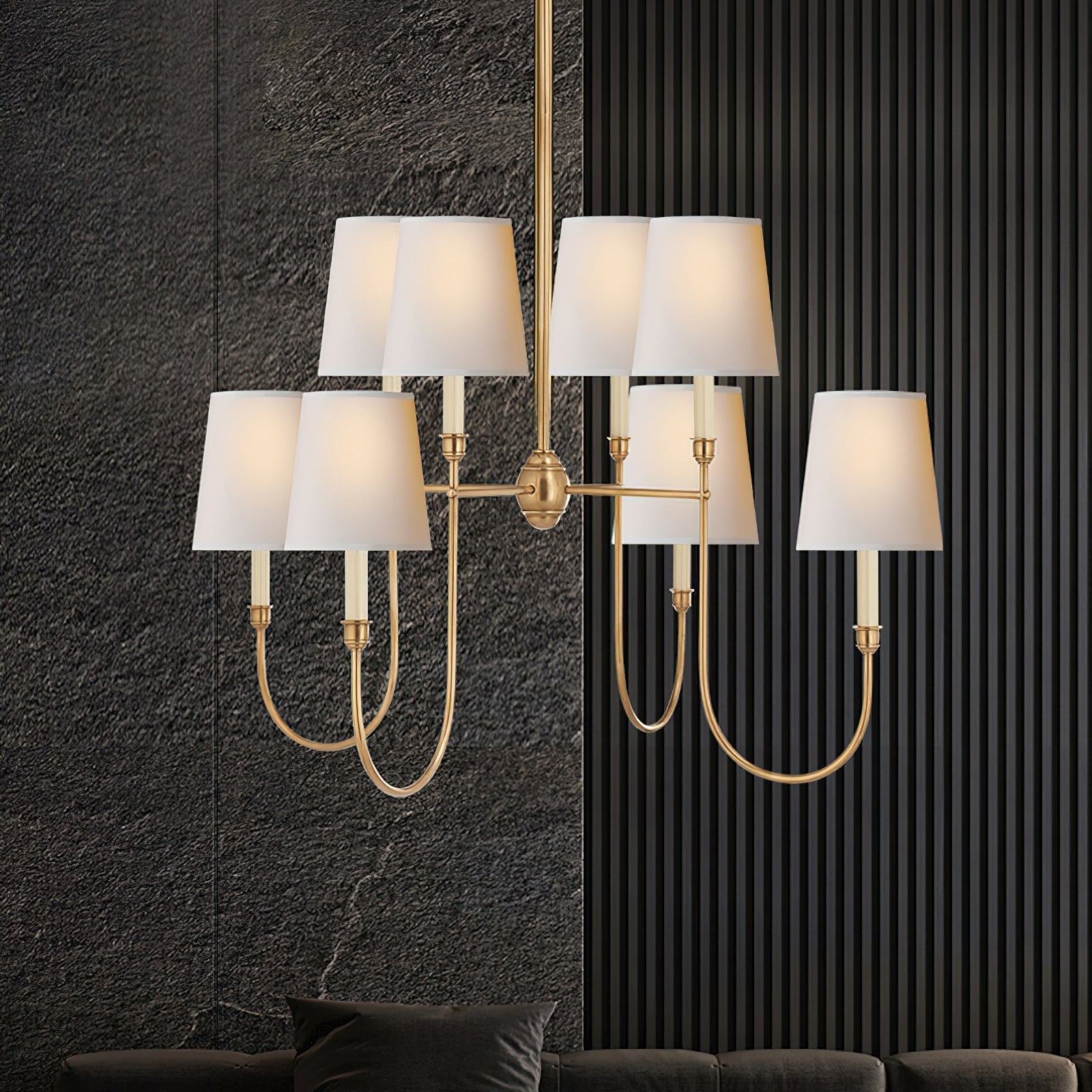 Talia Lustre de Luxe en Laiton et Tissu - Neutralighting