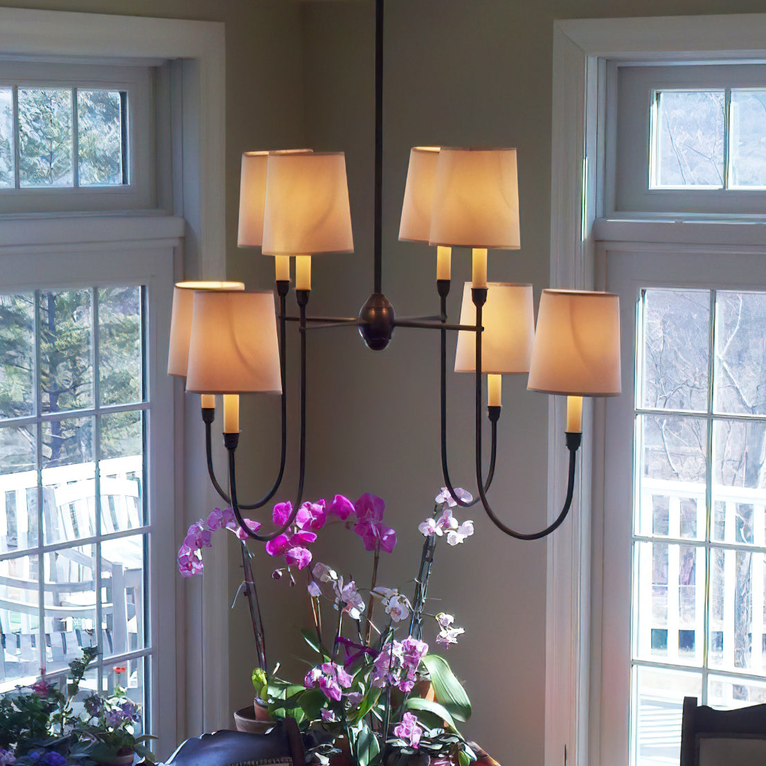 Talia Lustre de Luxe en Laiton et Tissu - Neutralighting