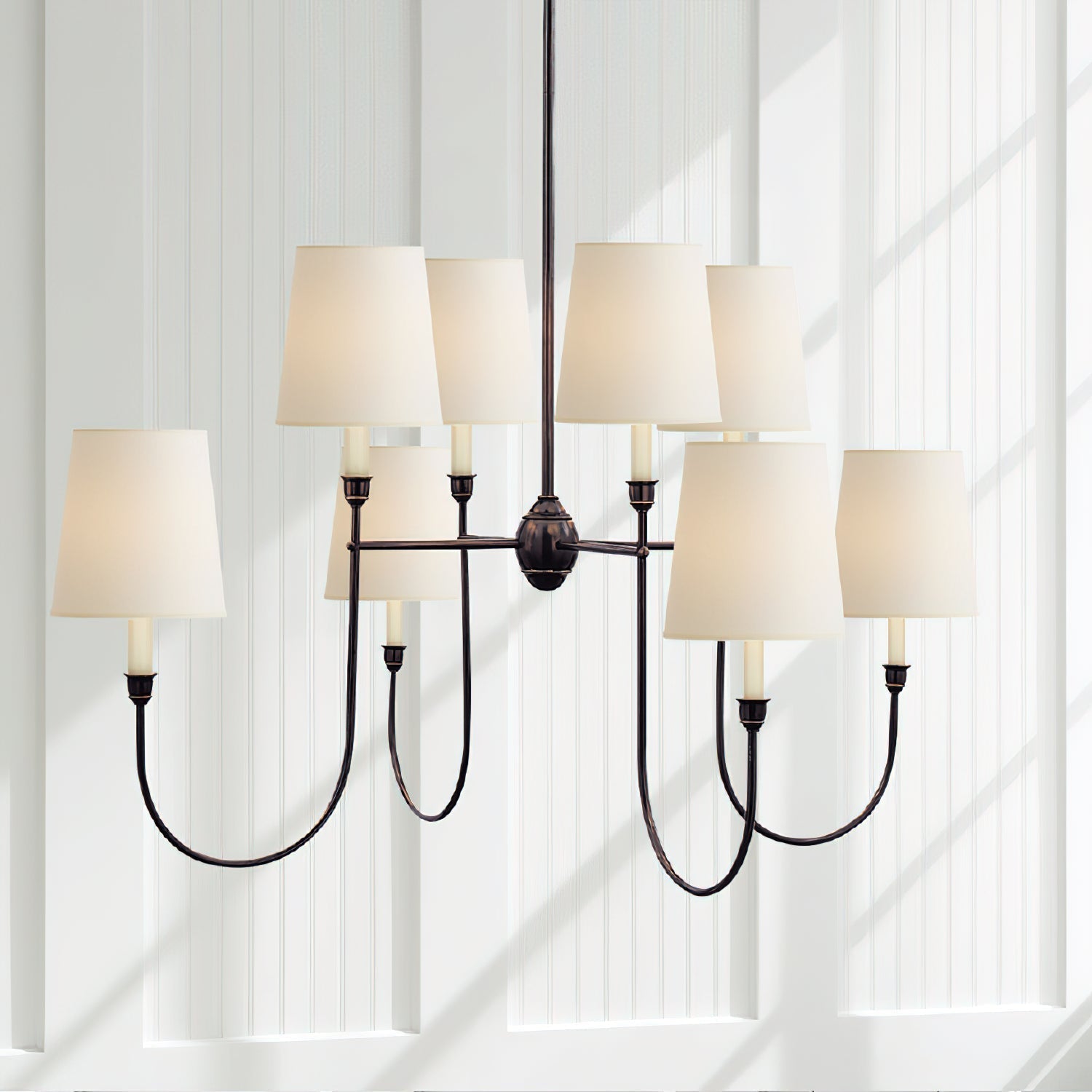 Talia Lustre de Luxe en Laiton et Tissu - Neutralighting