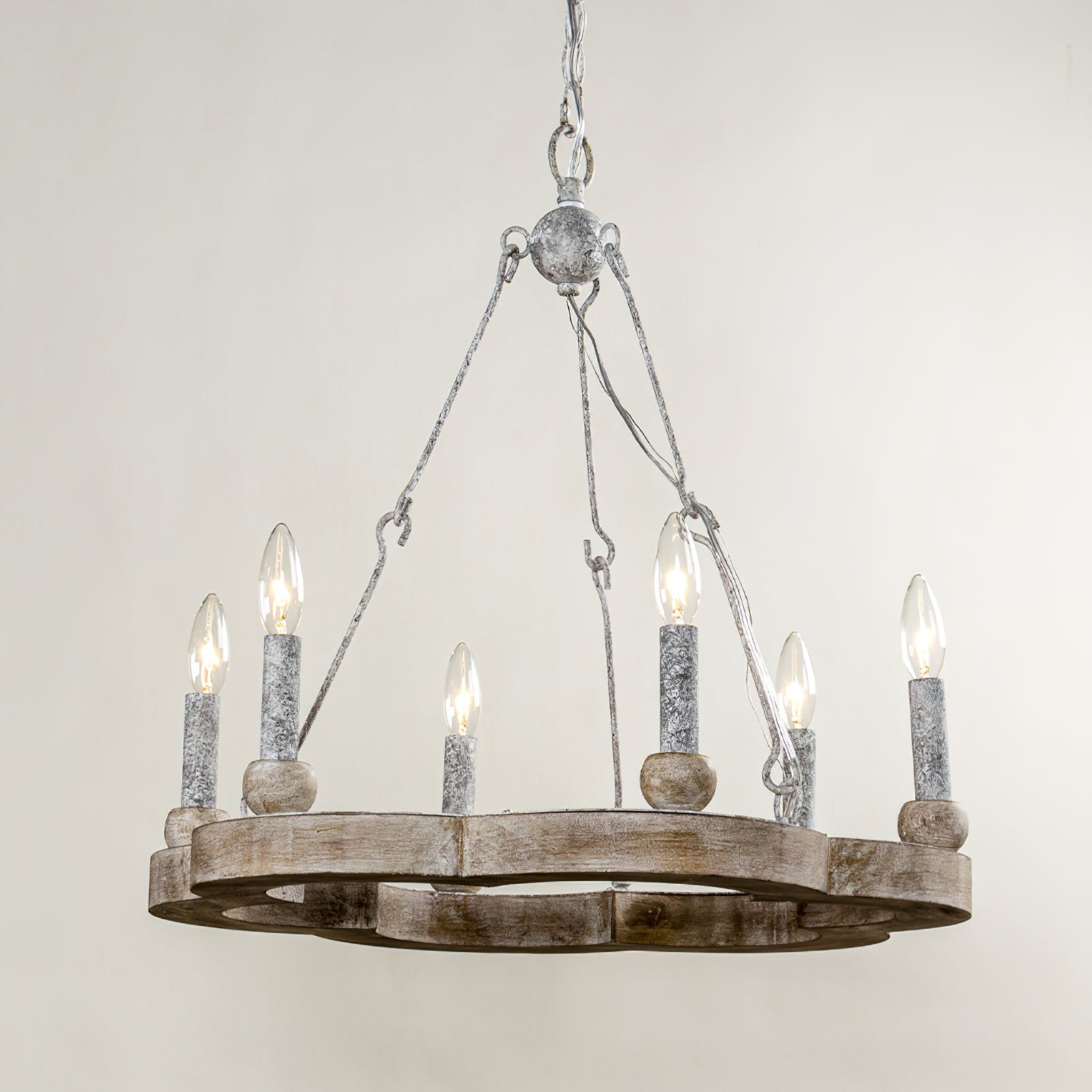 Mysilora Vintage Industrial Wheel Wood Metal Chandelier - Lamp Copper