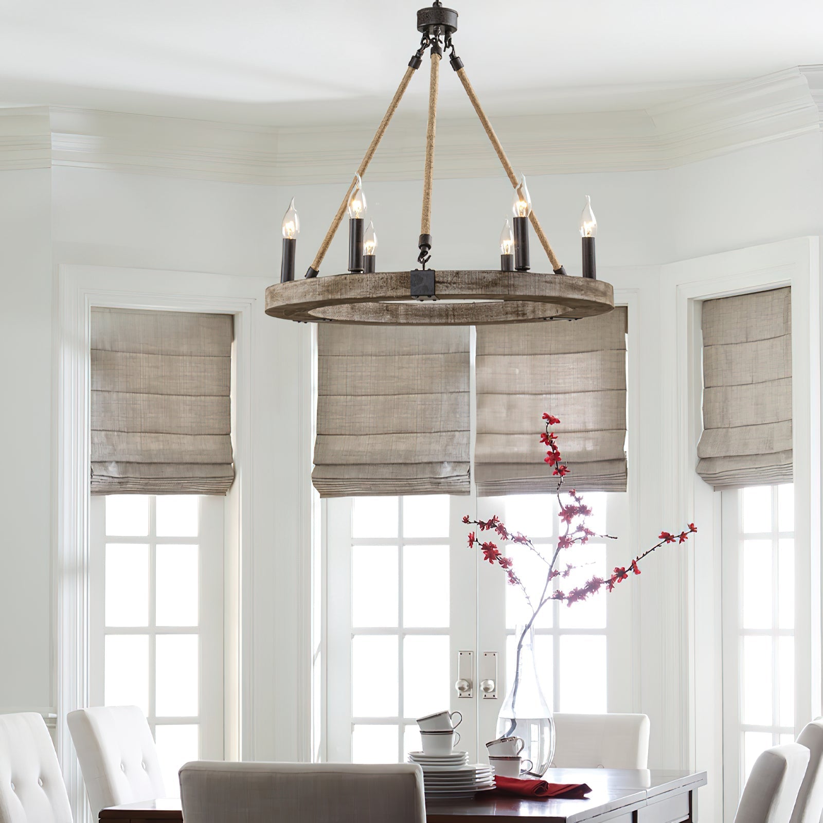 Mysilora Vintage Industrial Wheel Wood Metal Chandelier - Lamp Copper