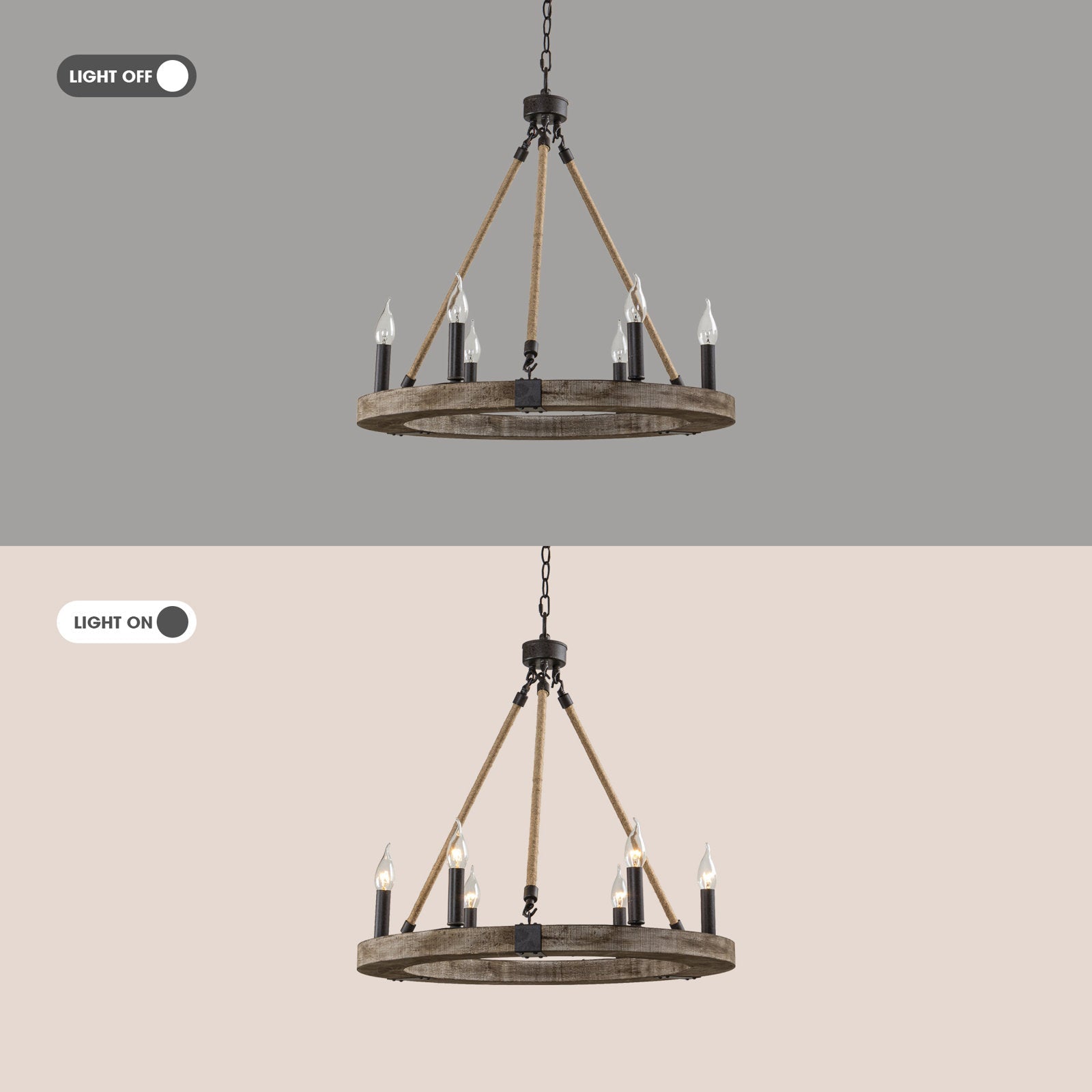 Mysilora Vintage Industrial Wheel Wood Metal Chandelier - Lamp Copper