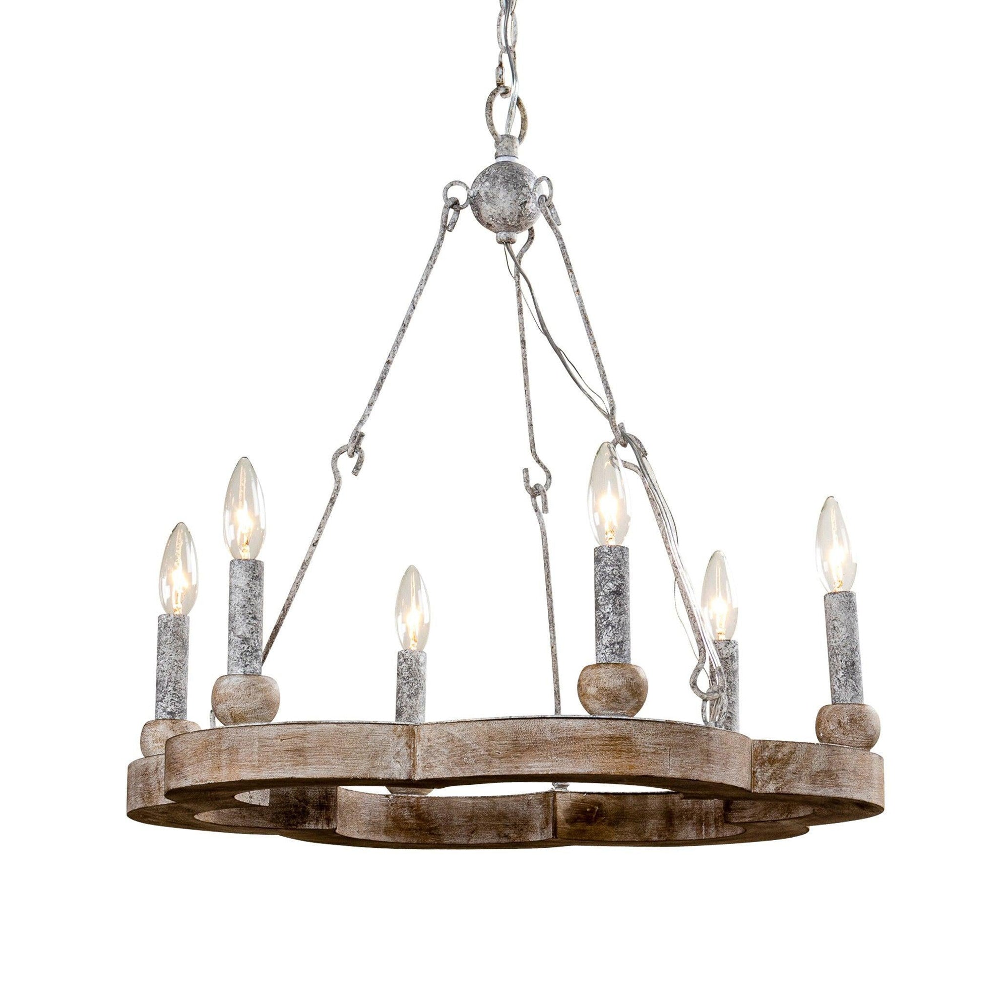 Mysilora Vintage Industrial Wheel Wood Metal Chandelier - Lamp Copper
