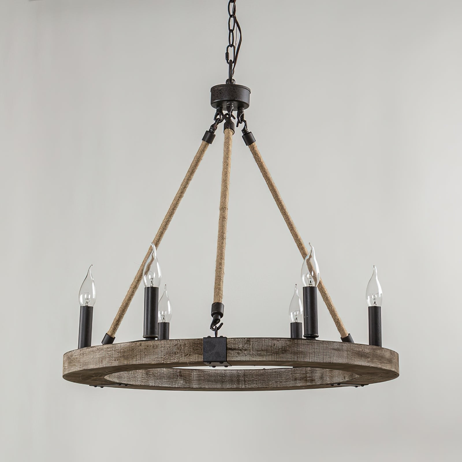 Mysilora Vintage Industrial Wheel Wood Metal Chandelier - Lamp Copper