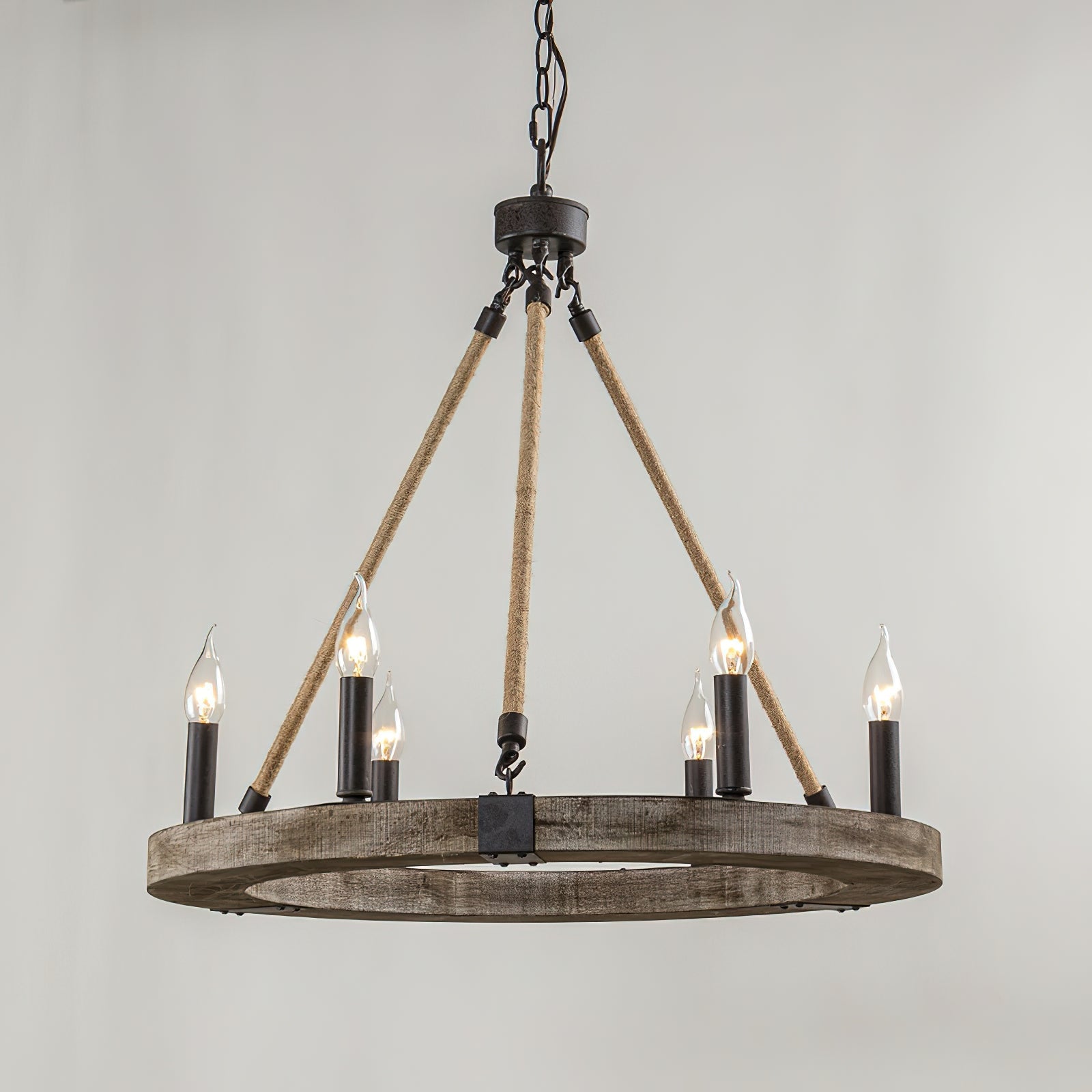 Mysilora Vintage Industrial Wheel Wood Metal Chandelier - Lamp Copper