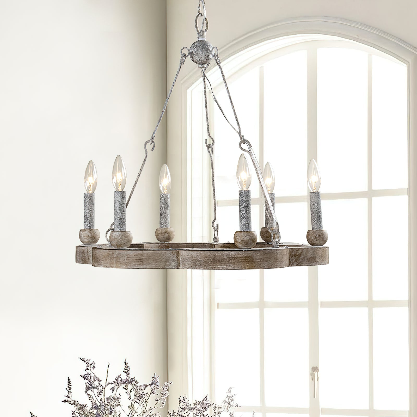 Mysilora Vintage Industrial Wheel Wood Metal Chandelier - Lamp Copper