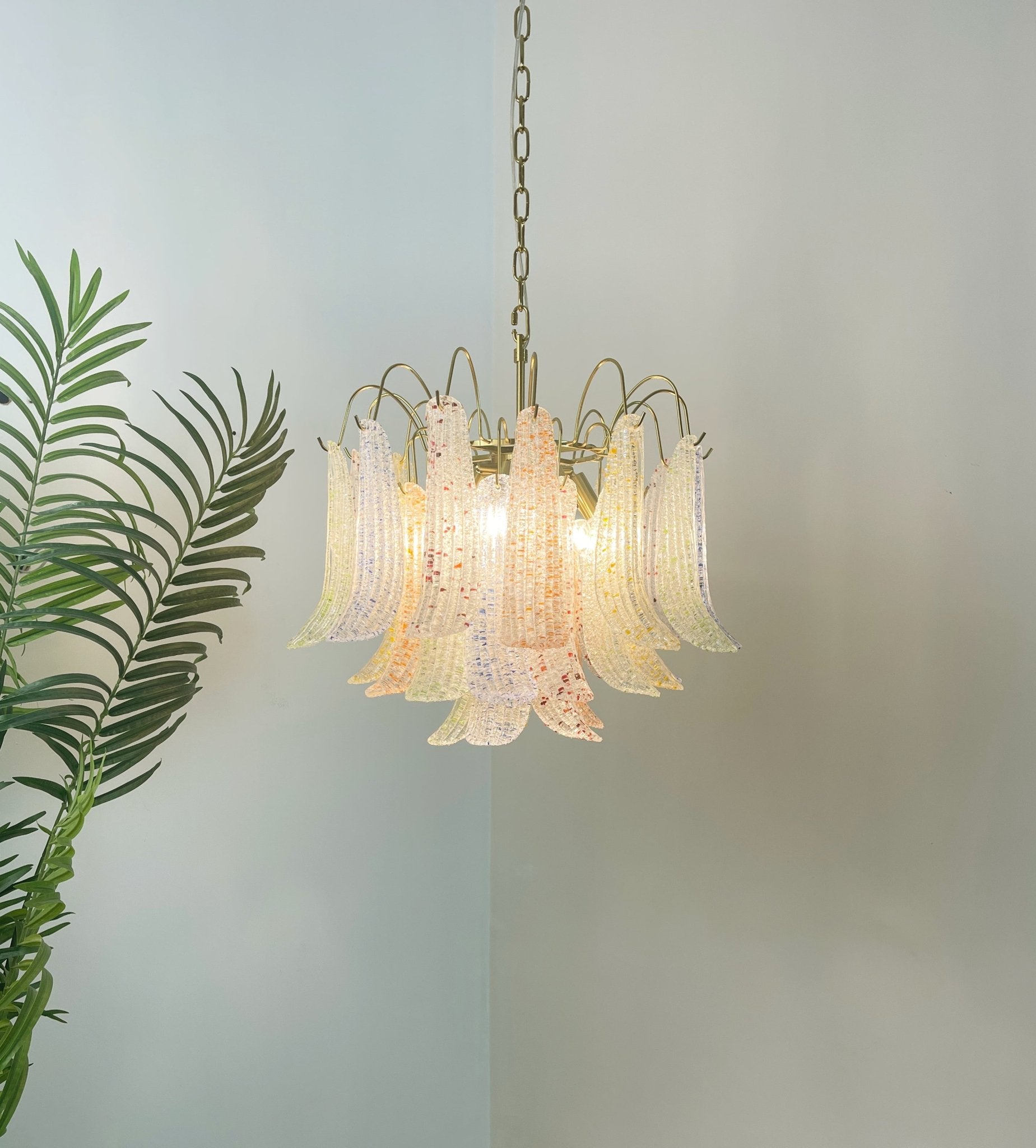 Aurora Chandelier Colorful Murano Glass Petals Vintage - Letslighting