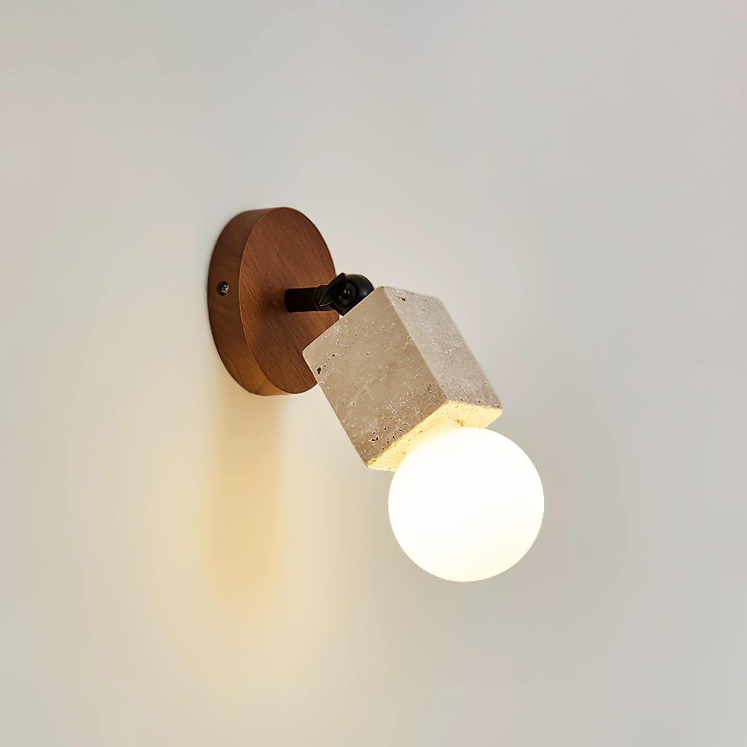Cesilyra Swivel Cylinder Travertine Wall Light - Neutralighting