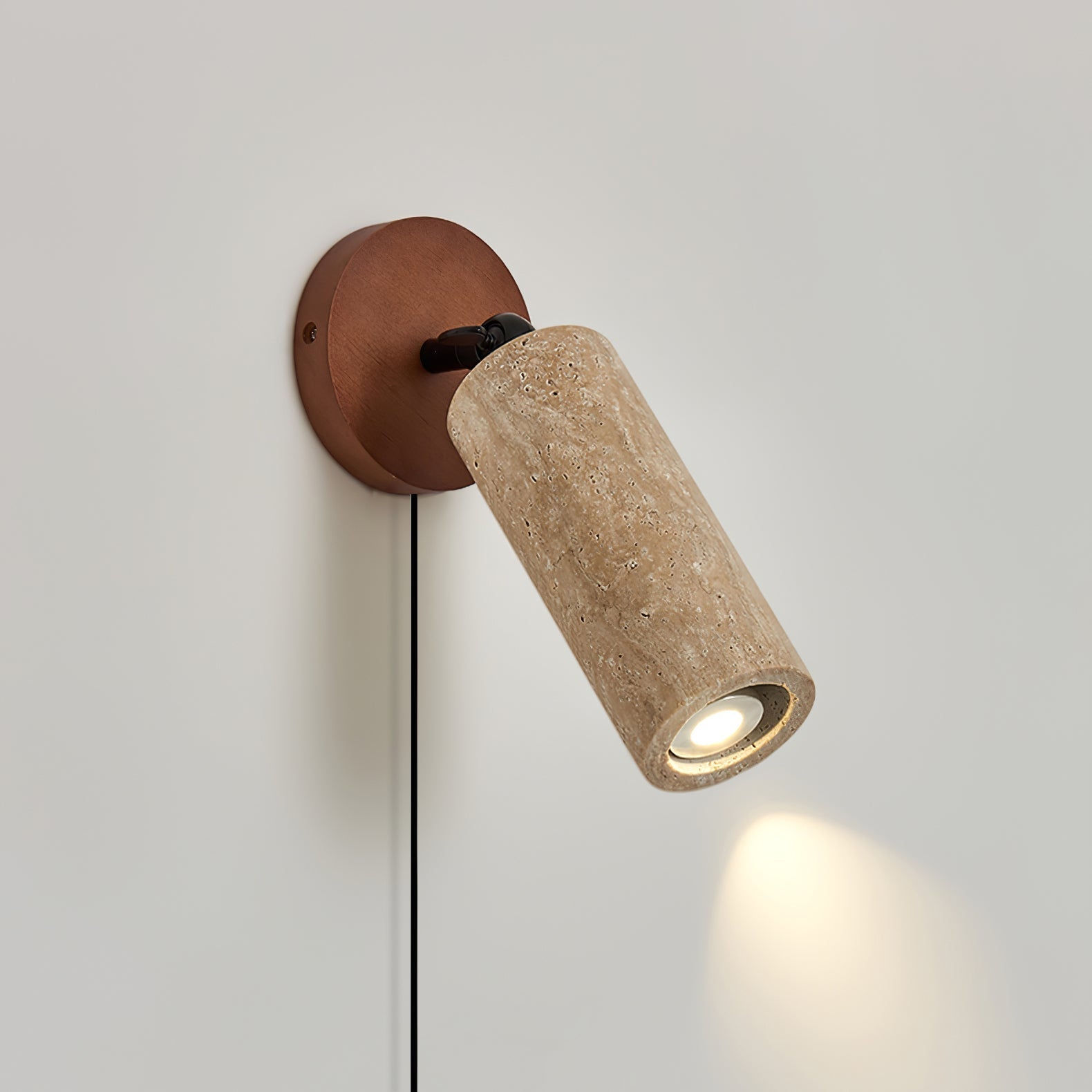 Cesilyra Swivel Cylinder Travertine Wall Light - Neutralighting
