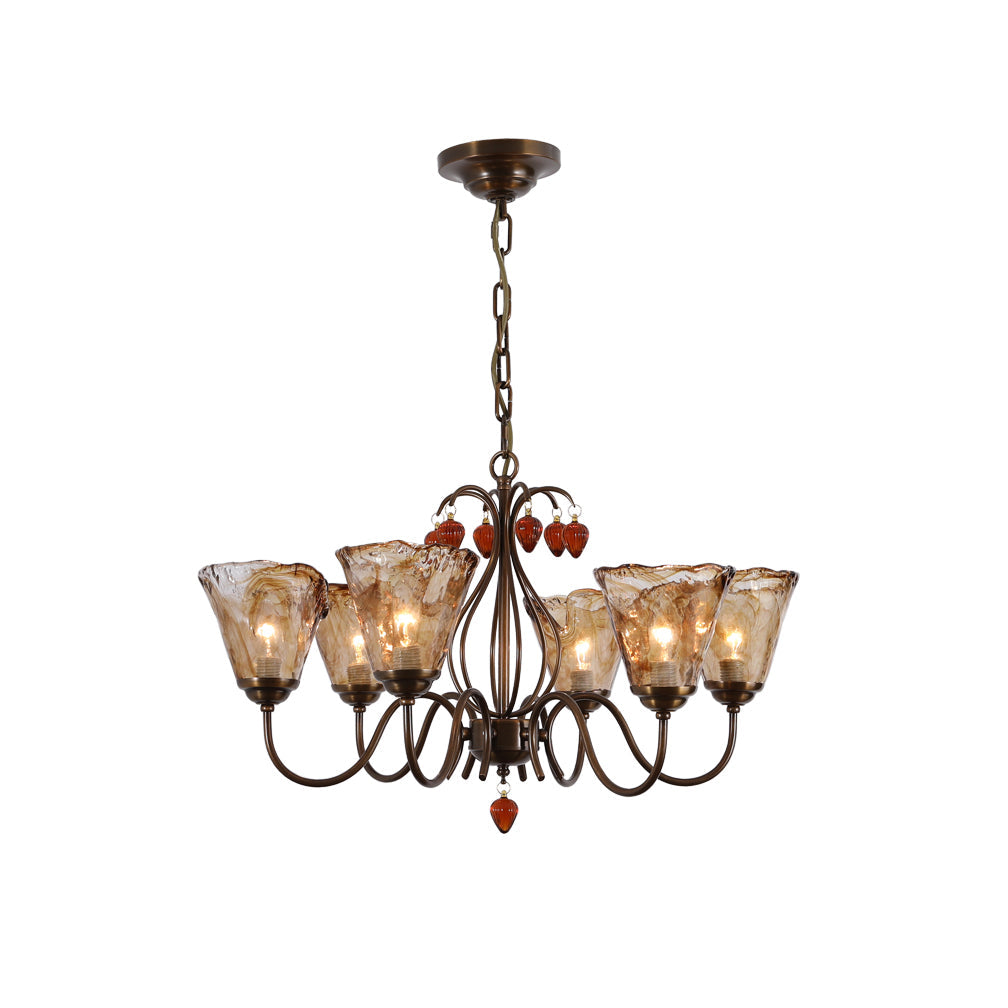 Evzorira Vintage Industrial Luxury Glass Crystal Chandelier - Lamp Copper