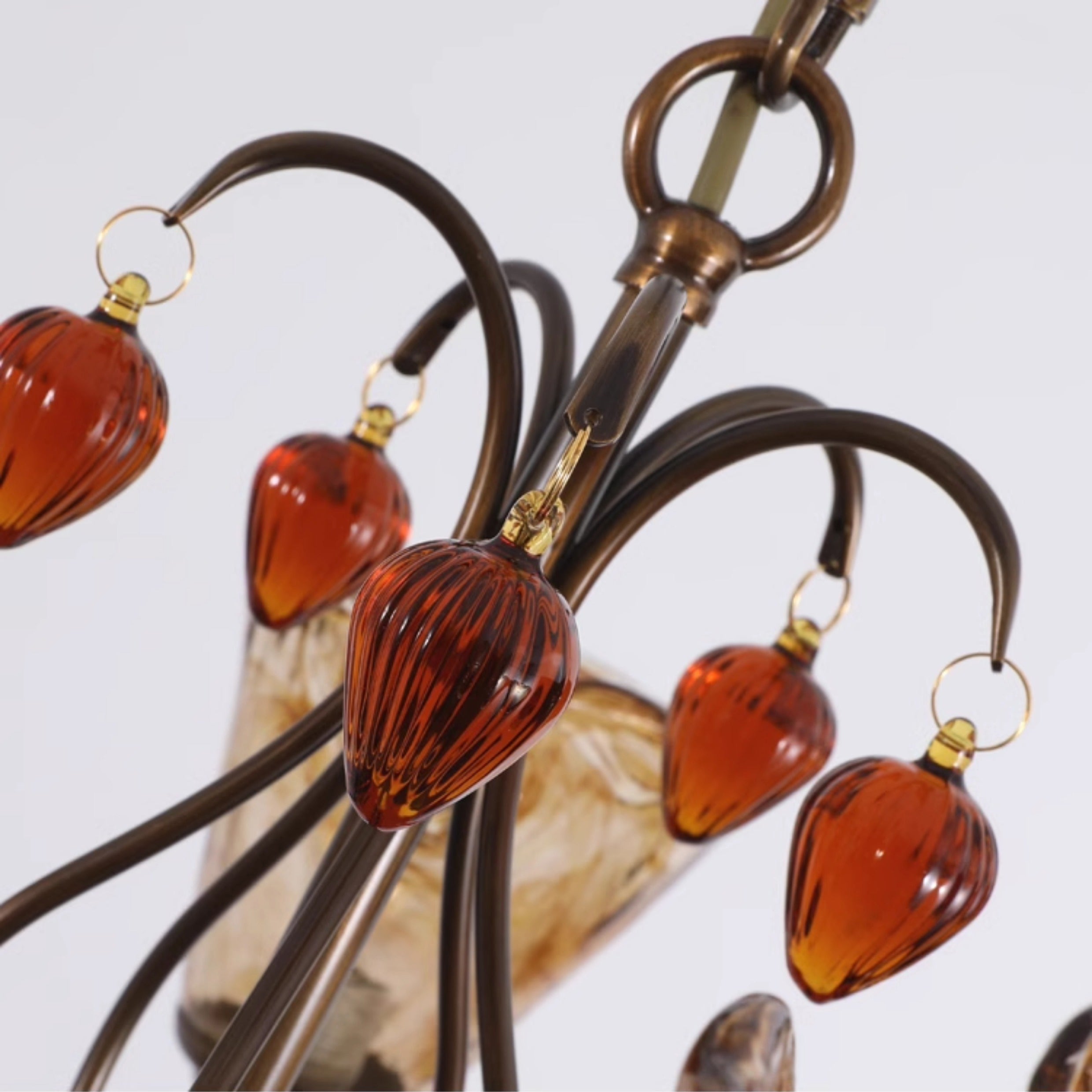 Evzorira Vintage Industrial Luxury Glass Crystal Chandelier - Lamp Copper