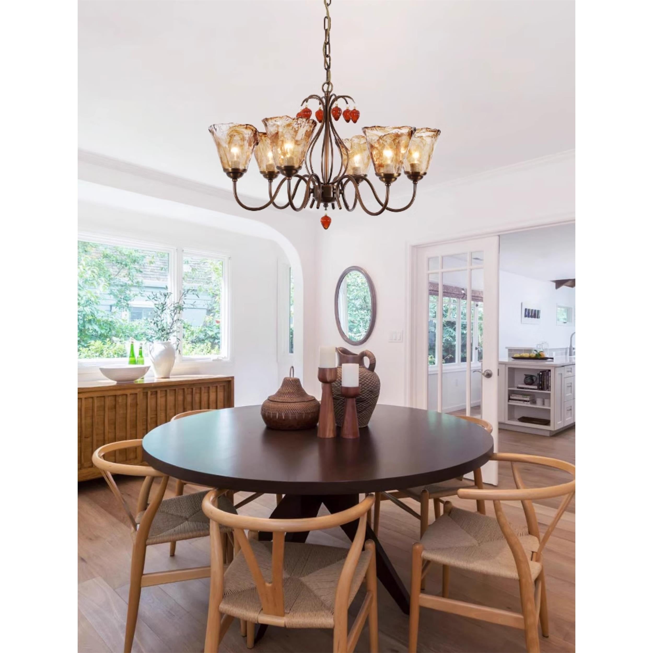 Evzorira Vintage Industrial Luxury Glass Crystal Chandelier - Lamp Copper