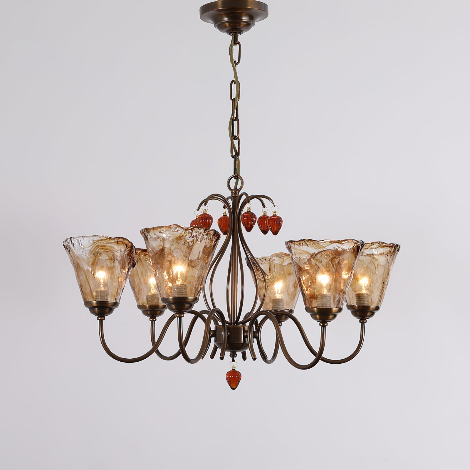 Evzorira Vintage Industrial Luxury Glass Crystal Chandelier - Lamp Copper