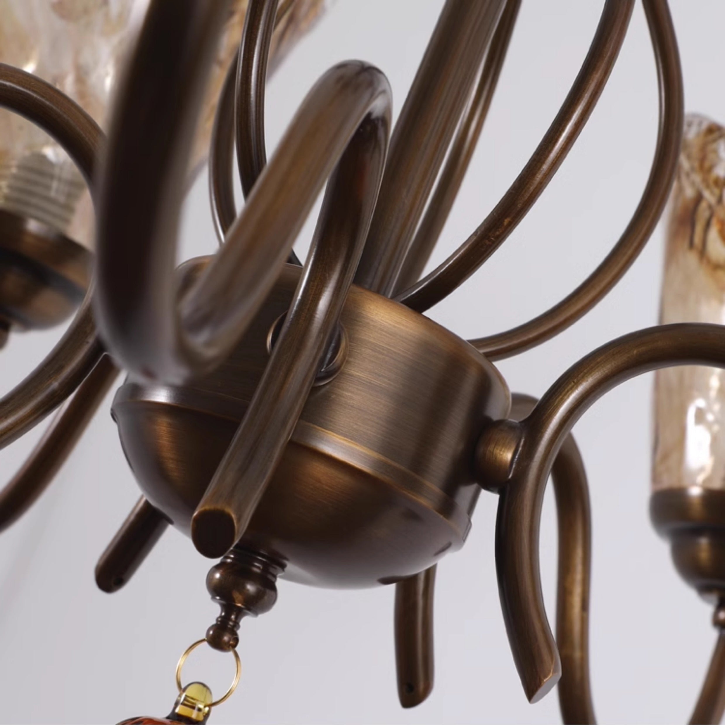Evzorira Vintage Industrial Luxury Glass Crystal Chandelier - Lamp Copper