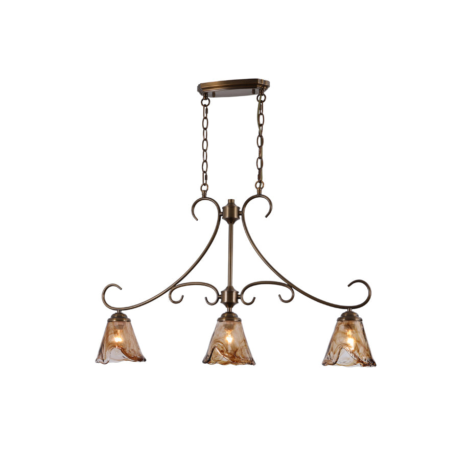 Aloror Vintage Industrial Island Brass Glass Pendant Lamp - Lamp Copper