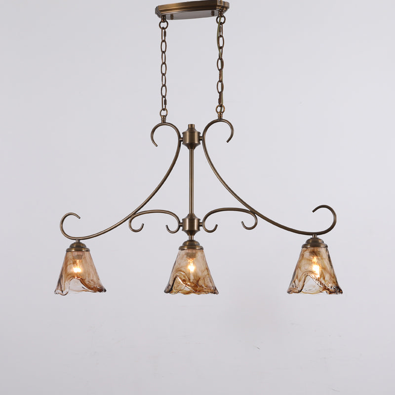 Aloror Vintage Industrial Island Brass Glass Pendant Lamp - Lamp Copper