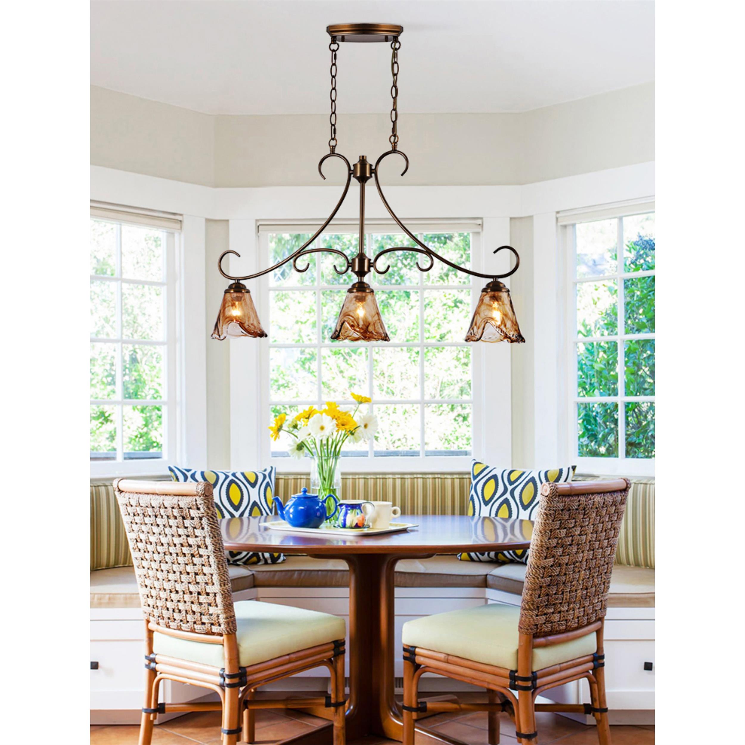 Aloror Vintage Industrial Island Brass Glass Pendant Lamp - Lamp Copper