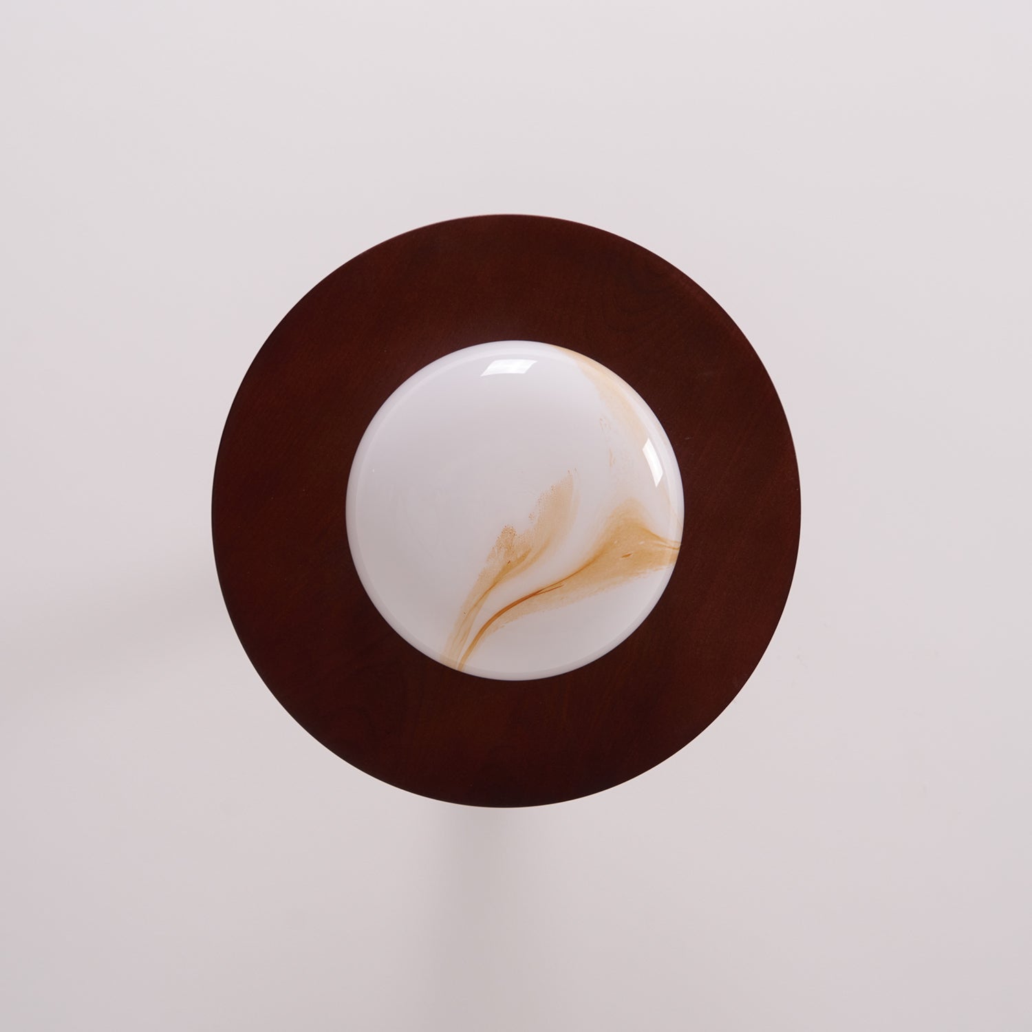 Yeste Plafonnier couleur noyer et imitation albâtre blanche
