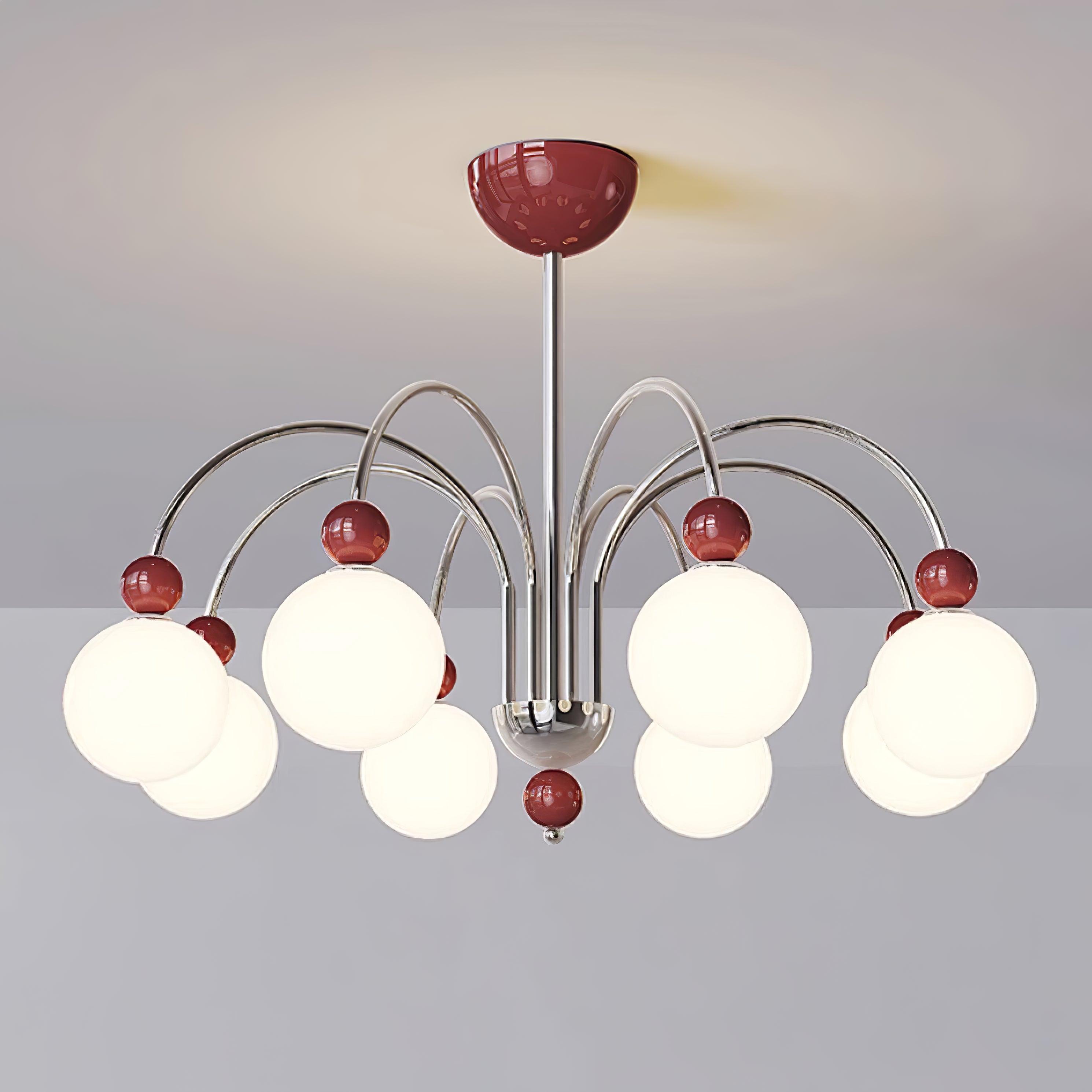 Vierra Lustre Carisa Orbe Rouge Bras Courbés en Chrome - Neutralighting