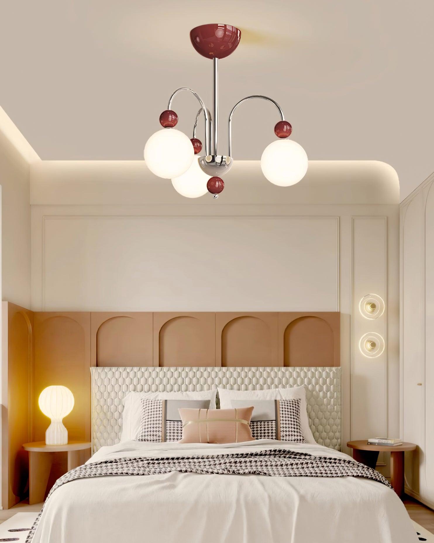 Vierra Lustre Carisa Orbe Rouge Bras Courbés en Chrome - Neutralighting