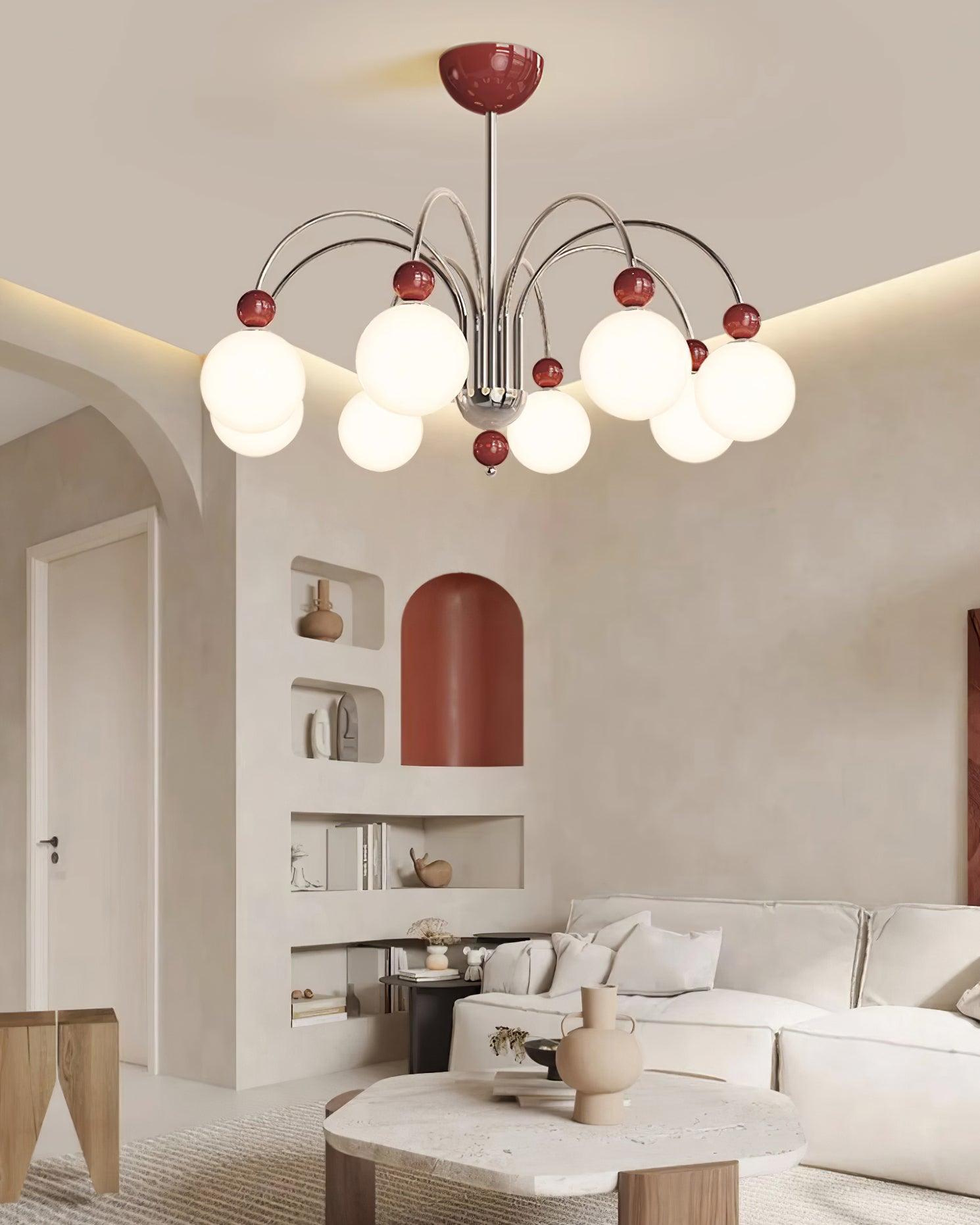 Vierra Lustre Carisa Orbe Rouge Bras Courbés en Chrome - Neutralighting