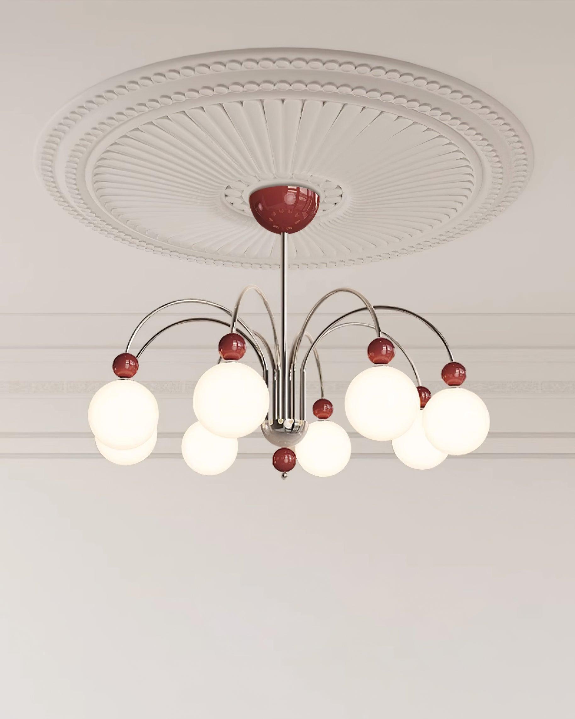 Vierra Lustre Carisa Orbe Rouge Bras Courbés en Chrome - Neutralighting
