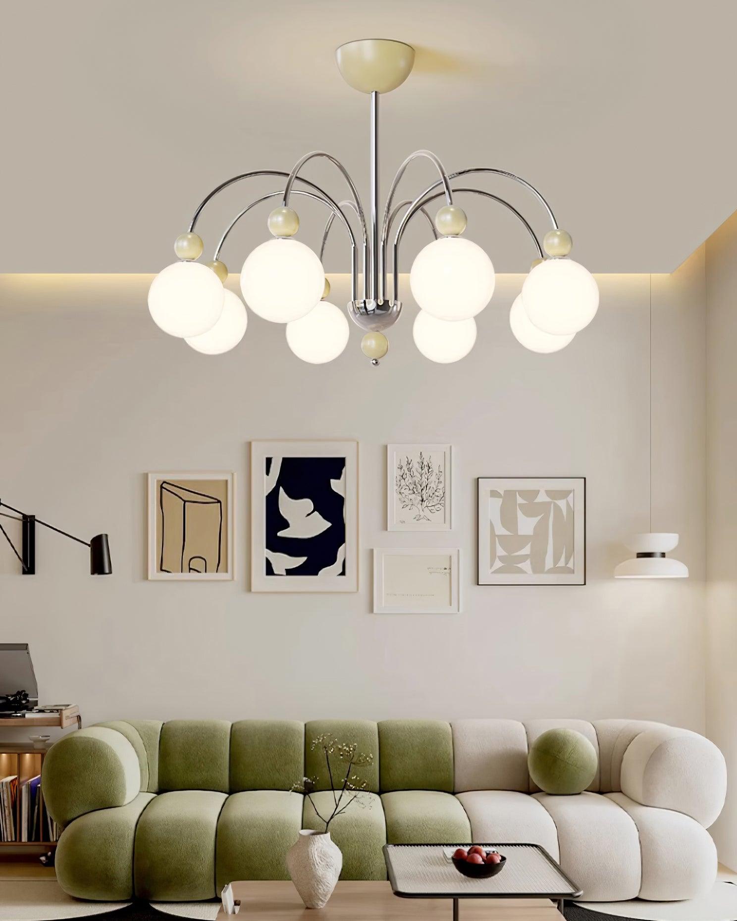 Vierra Lustre Carisa Orbe Rouge Bras Courbés en Chrome - Neutralighting