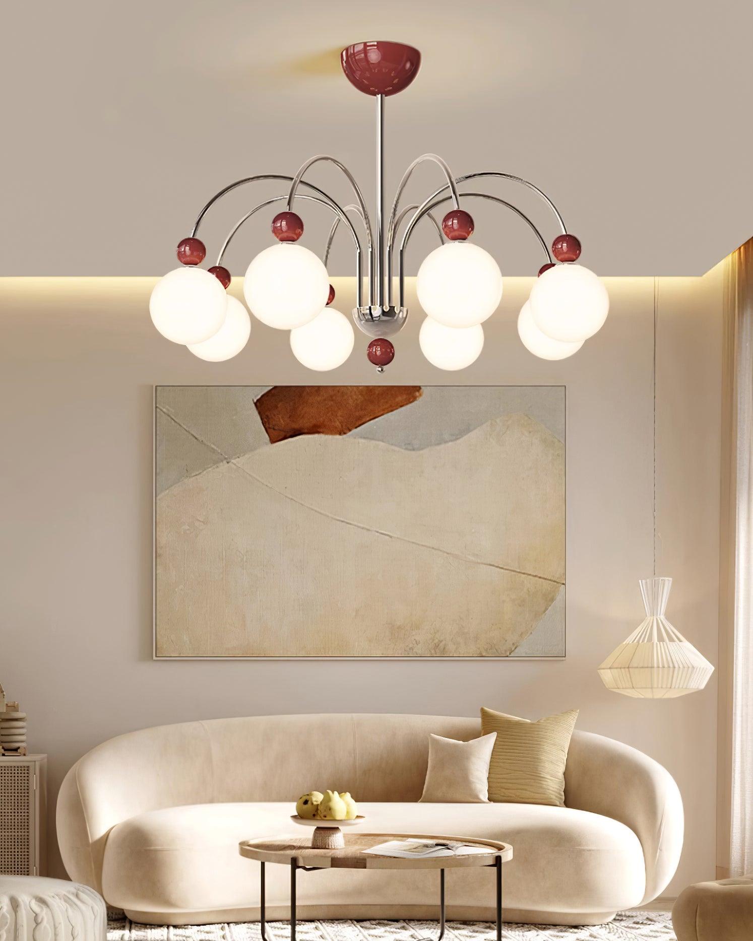 Vierra Lustre Carisa Orbe Rouge Bras Courbés en Chrome - Neutralighting