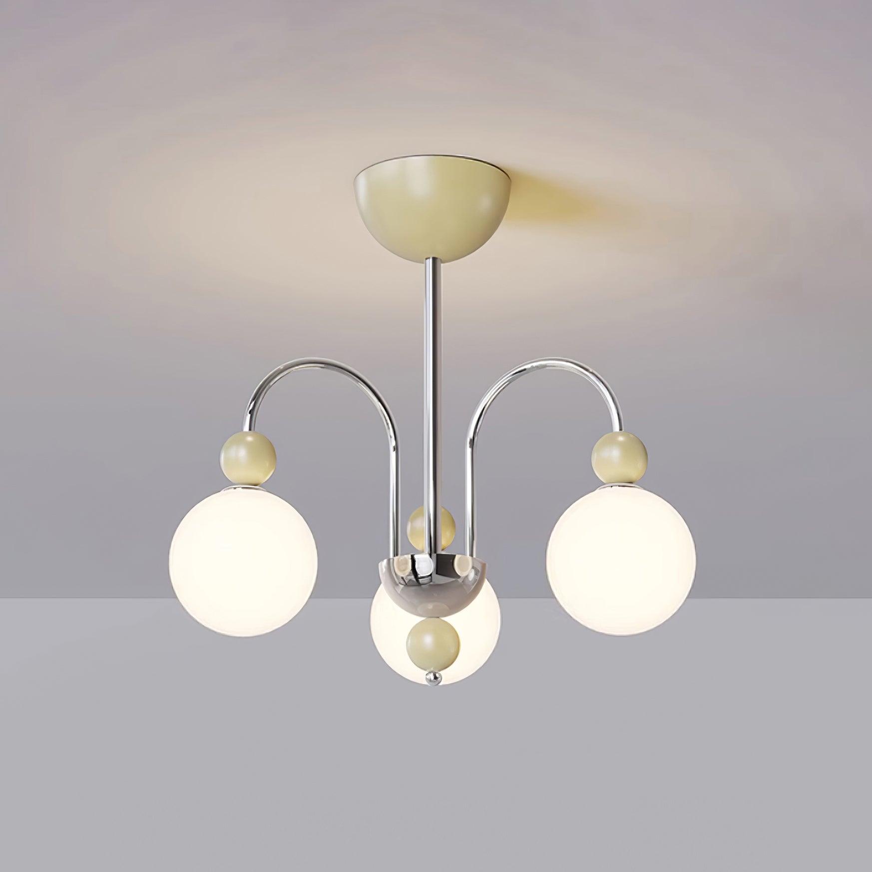 Vierra Lustre Carisa Orbe Rouge Bras Courbés en Chrome - Neutralighting