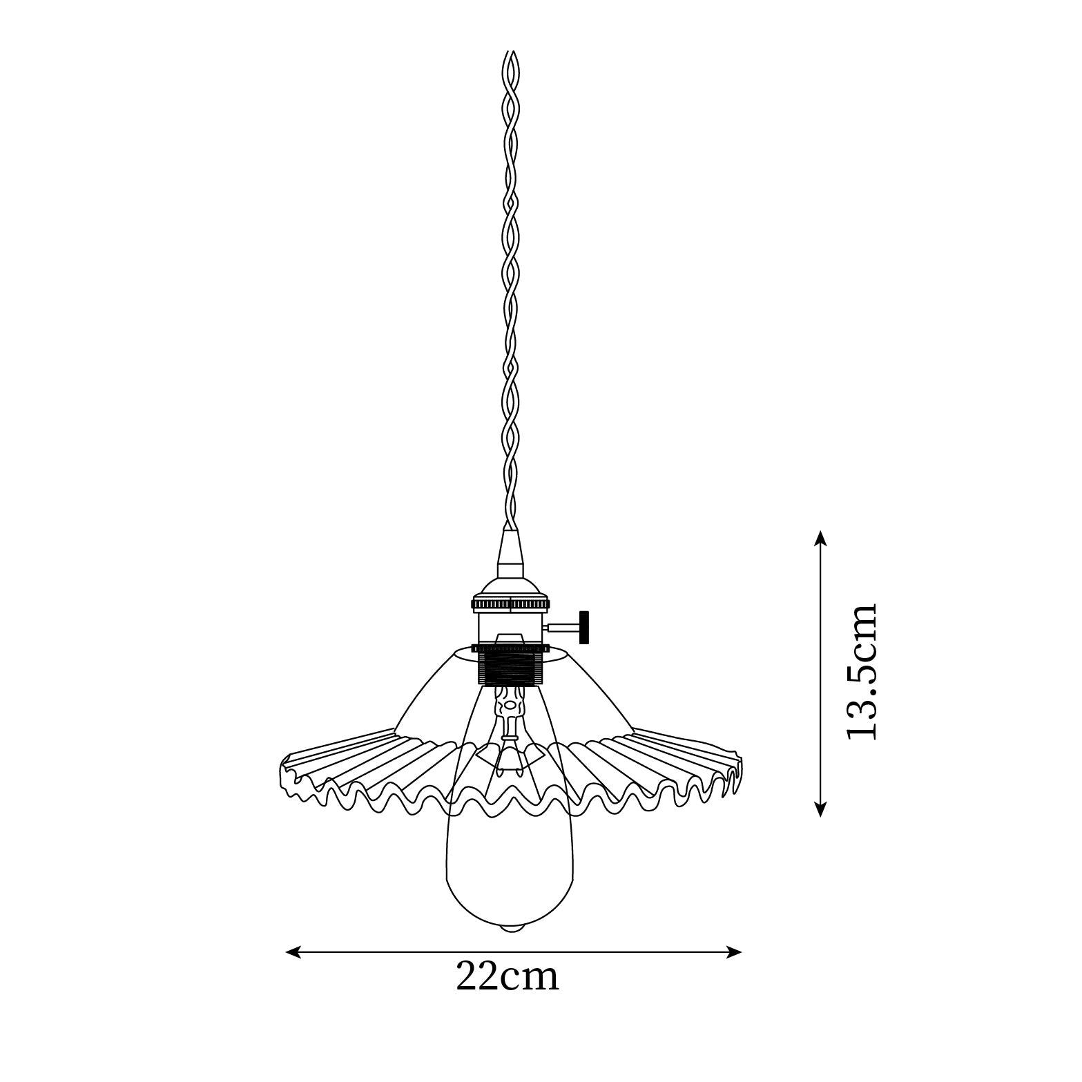 Suspension Ébouriffé Verre Ombre Festonné Bord Laiton Accents Rétro - Neutralighting