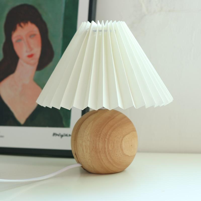 Muto Lampe de Table Vintage, Céramique/Rotin/Bois/Tissu, Blanc/Beige, Chambre - Neutralighting