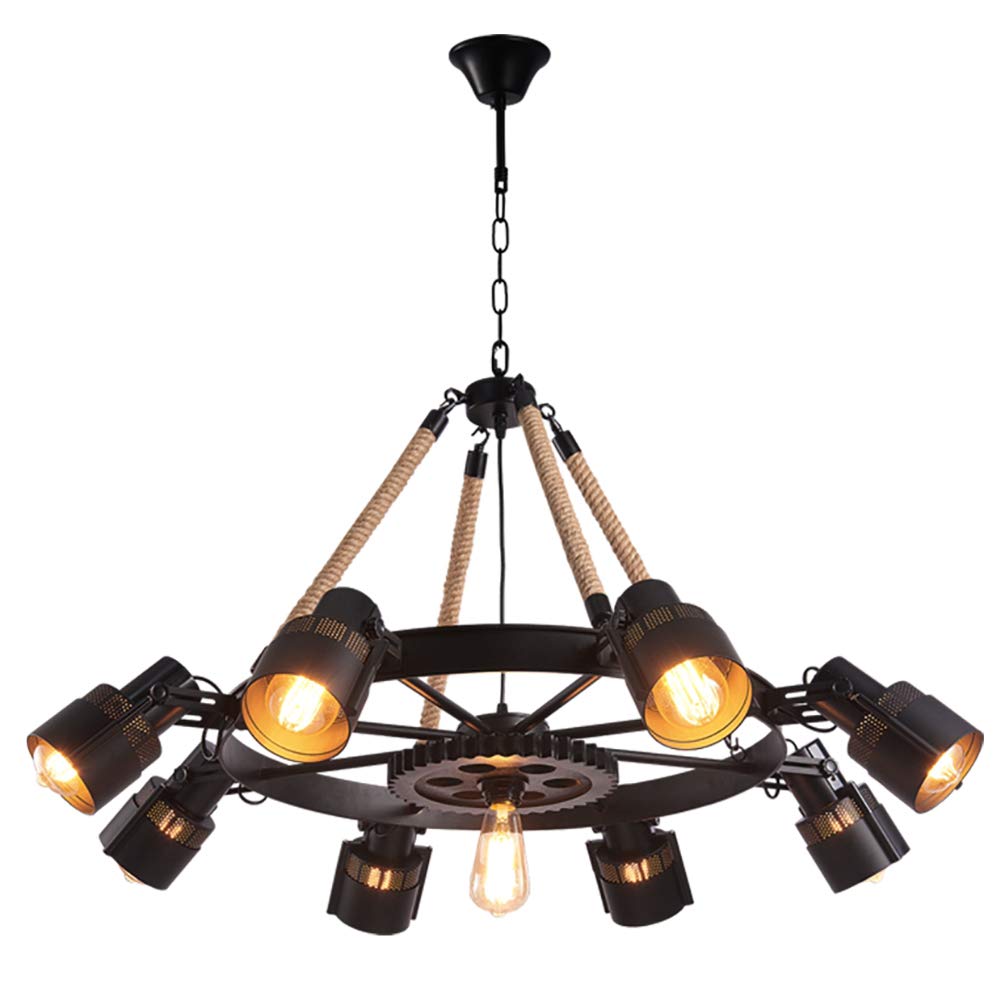 Epoch Suspension LED Industrielle Métal Noir/Corde Café/Bar - Neutralighting