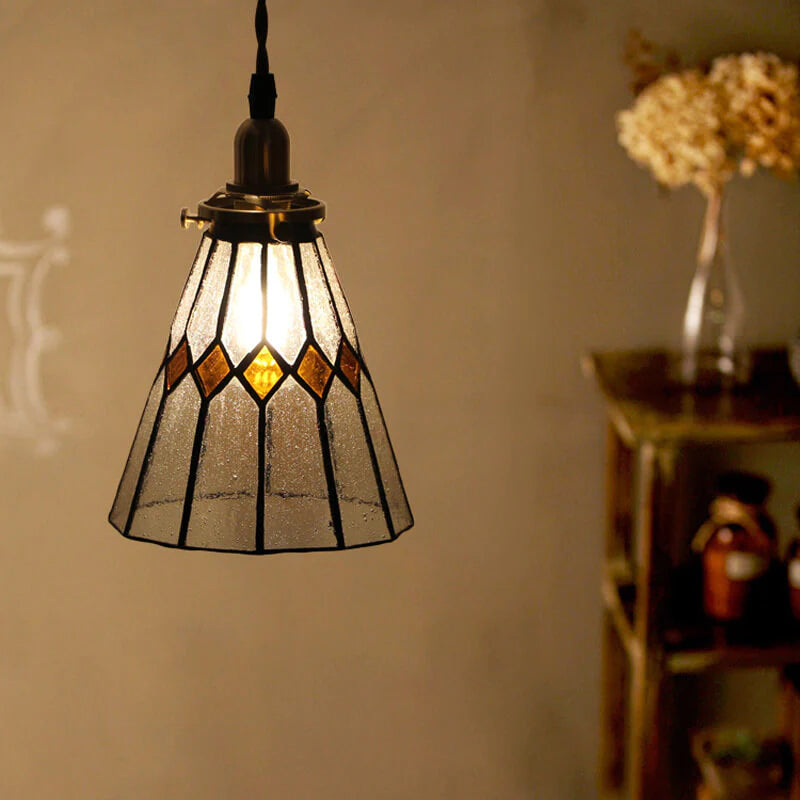 Tiffany Suspension Luminaire LED Vintage Métal/Verre Chambre/Salon - Neutralighting