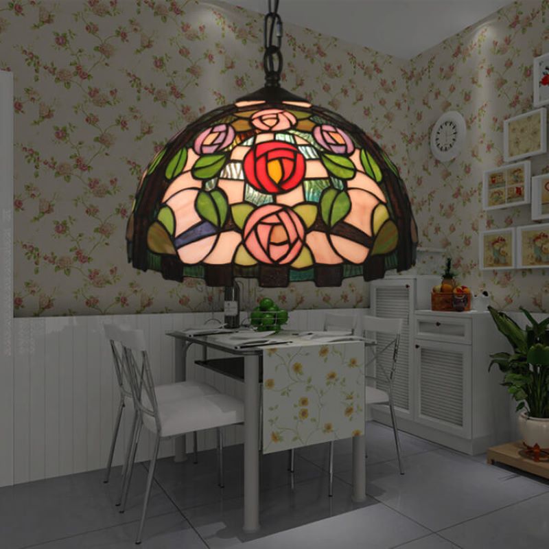Tiffany Vintage LED Suspension Métal Verre Salon - Neutralighting