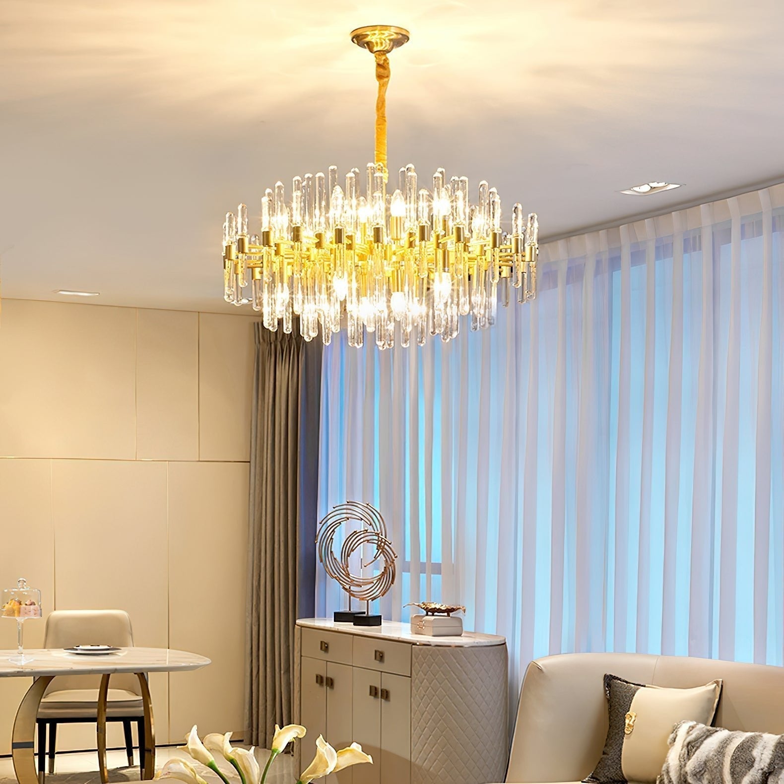 Solara Chandelier en Laiton Antique de Luxe - Neutralighting