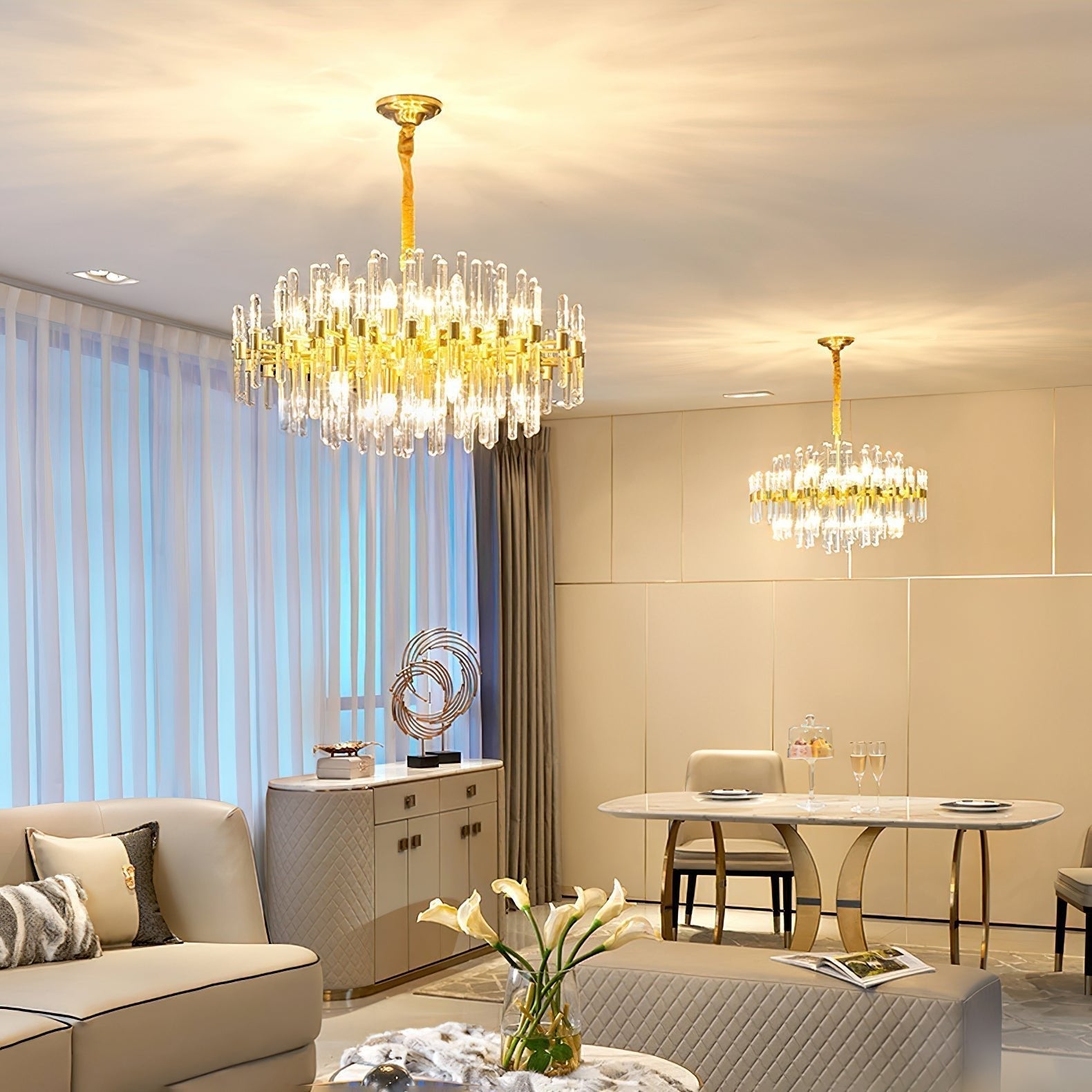 Solara Chandelier en Laiton Antique de Luxe - Neutralighting