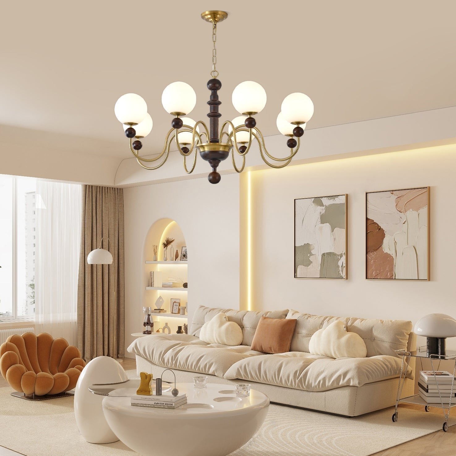 Aurora Chandelier Vintage Curved Sphere - Blowlighting
