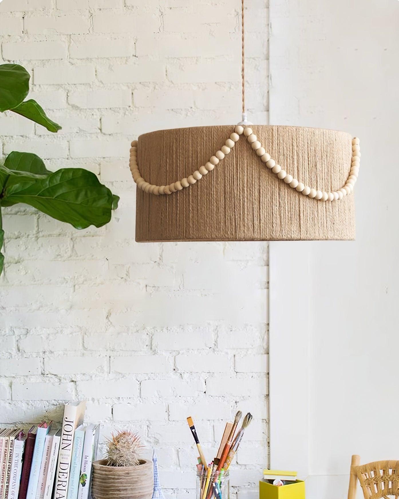 Liviza Suspension en Jute Tissée à la Main en Tissu Biologique Vintage - Neutralighting