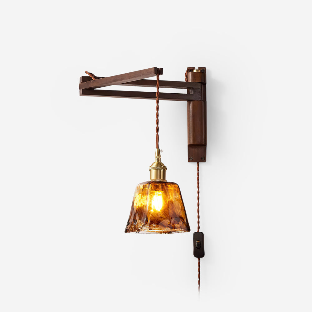 Geyla Rustic Wooden Wall Lamp Plug /Hardwire - Letslighting