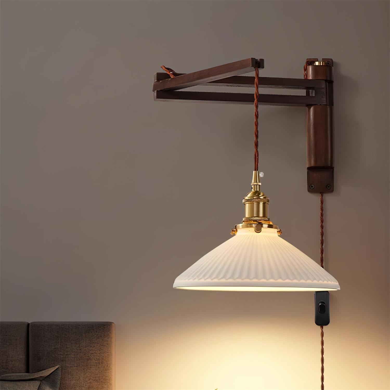 Geyla Rustic Wooden Wall Lamp Plug /Hardwire - Letslighting