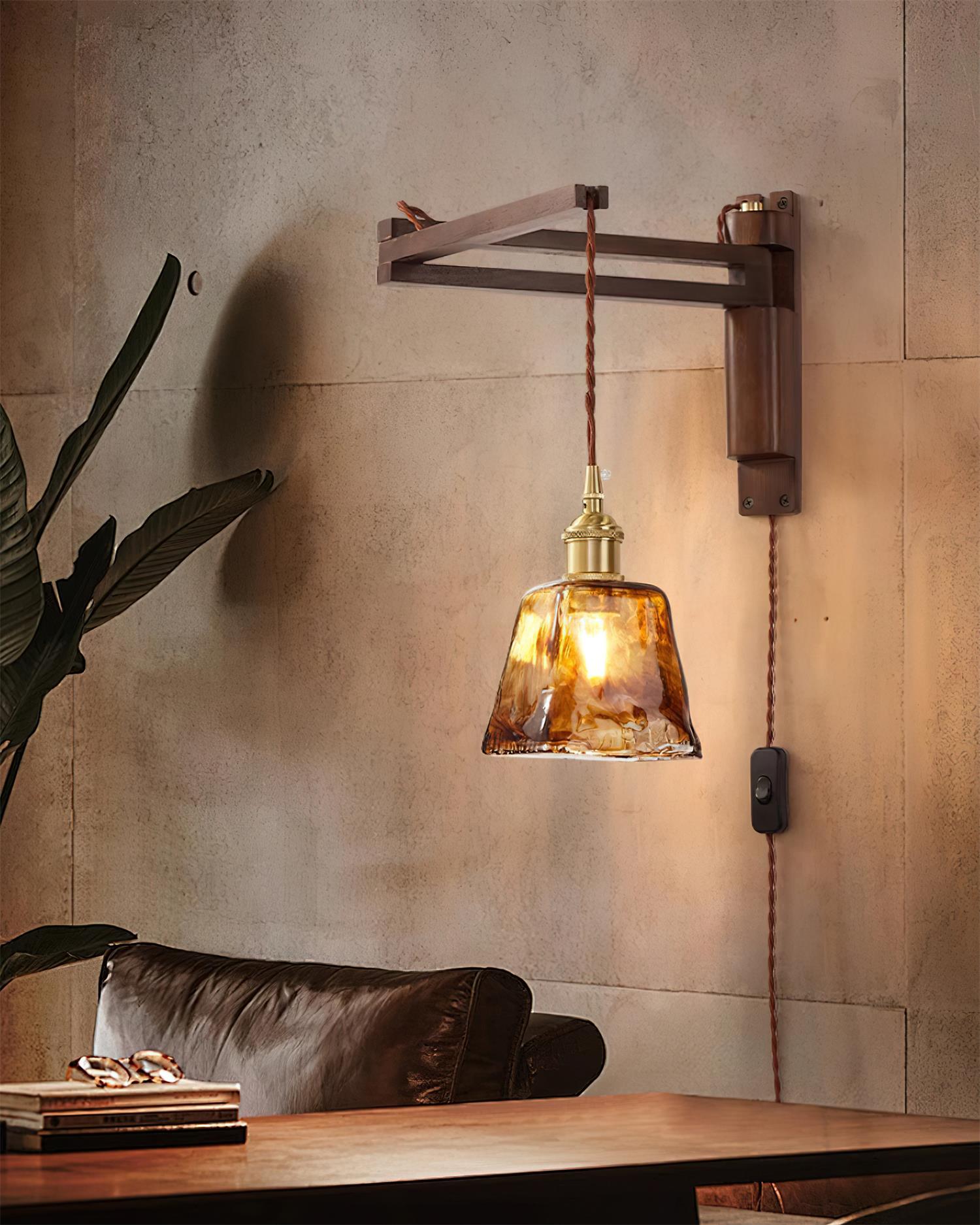 Geyla Rustic Wooden Wall Lamp Plug /Hardwire - Letslighting