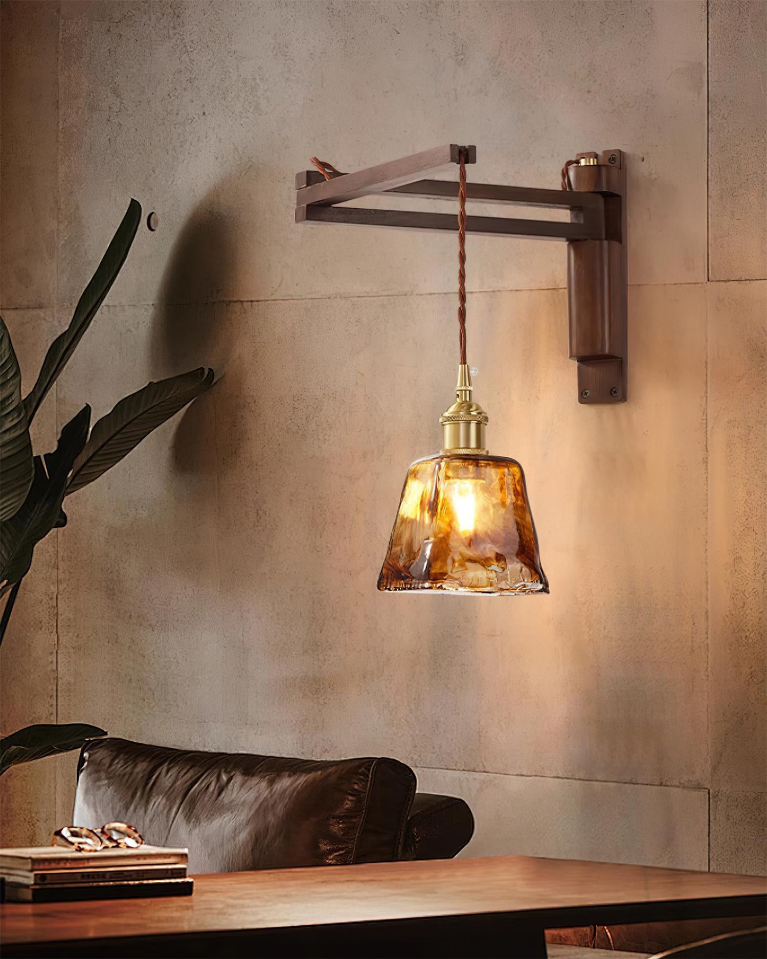 Geyla Rustic Wooden Wall Lamp Plug /Hardwire - Letslighting