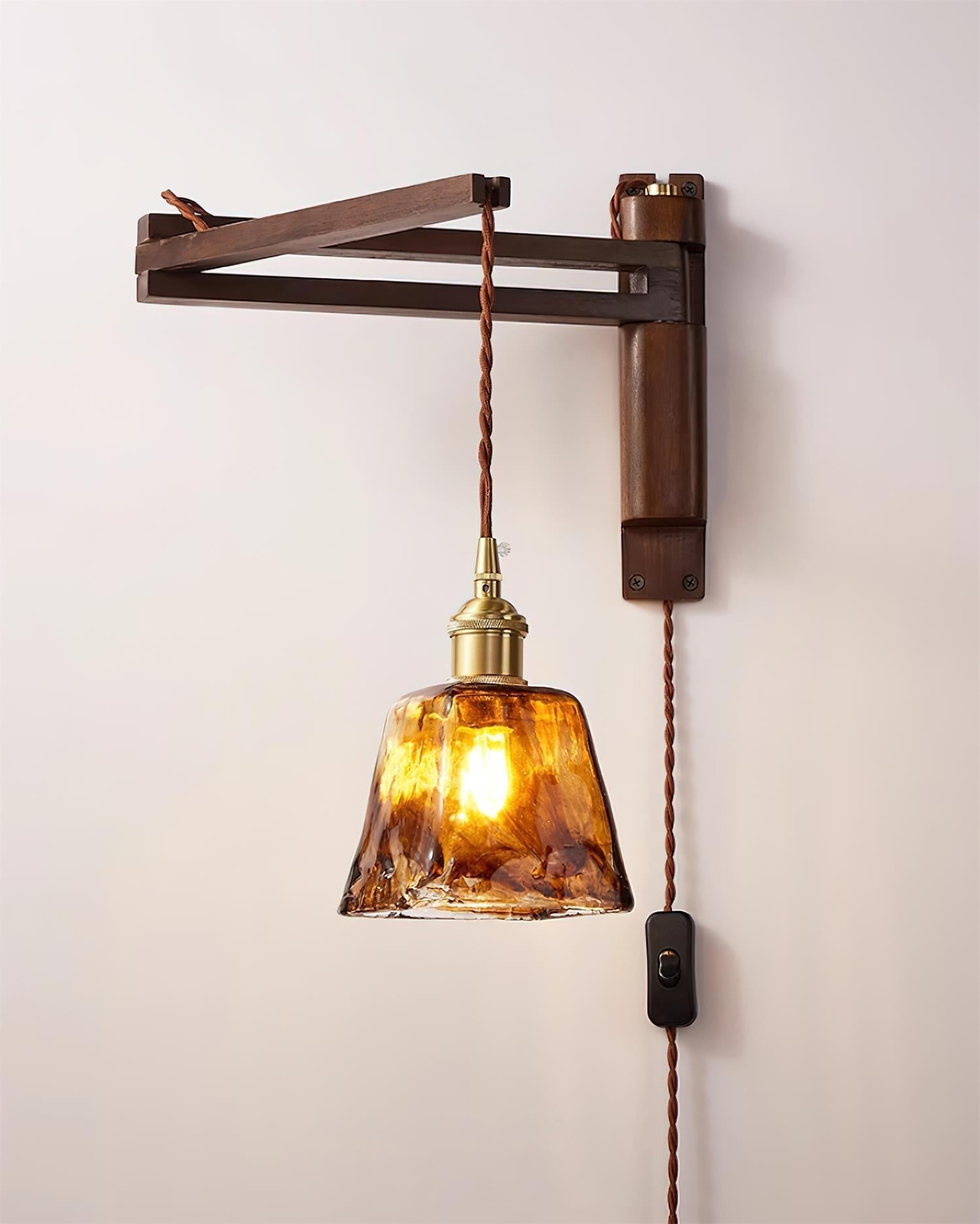 Geyla Rustic Wooden Wall Lamp Plug /Hardwire - Letslighting
