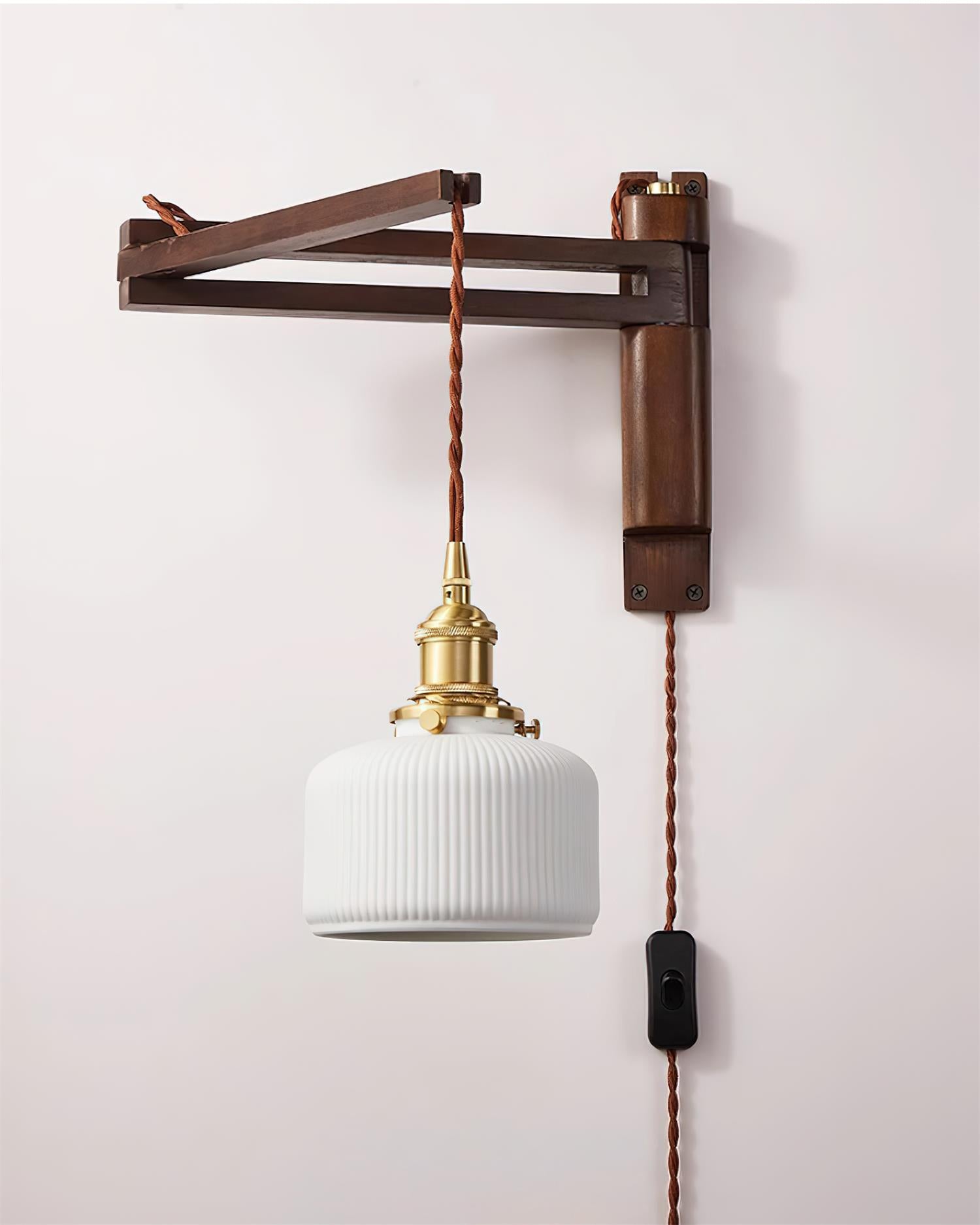 Geyla Rustic Wooden Wall Lamp Plug /Hardwire - Letslighting