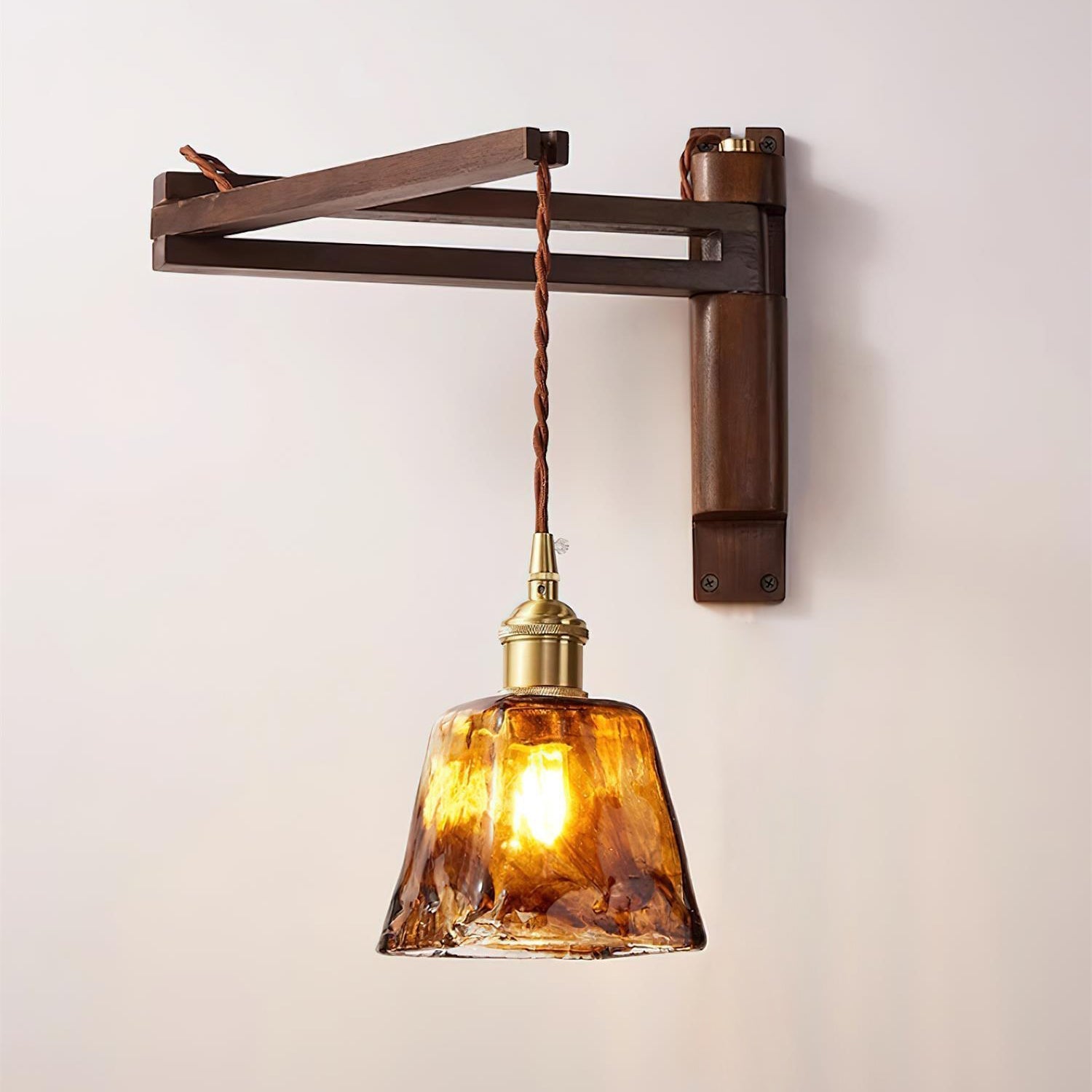 Geyla Rustic Wooden Wall Lamp Plug /Hardwire - Letslighting