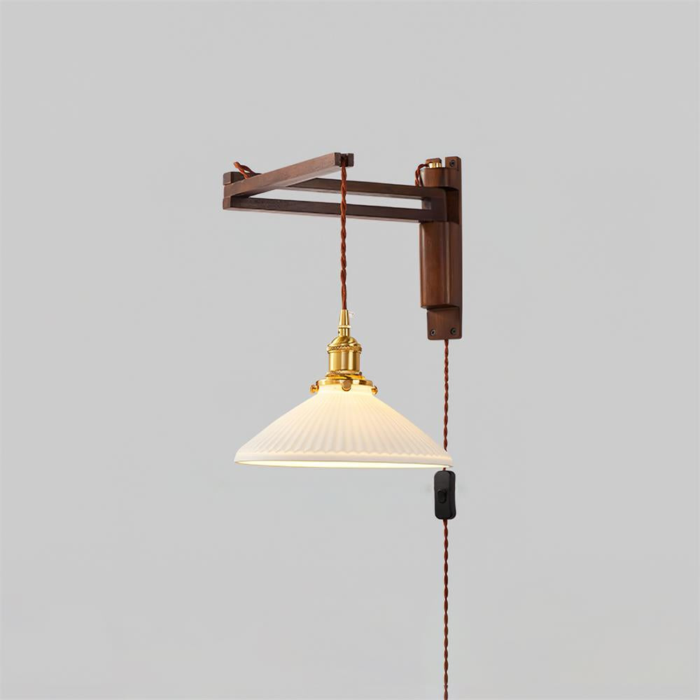 Geyla Rustic Wooden Wall Lamp Plug /Hardwire - Letslighting